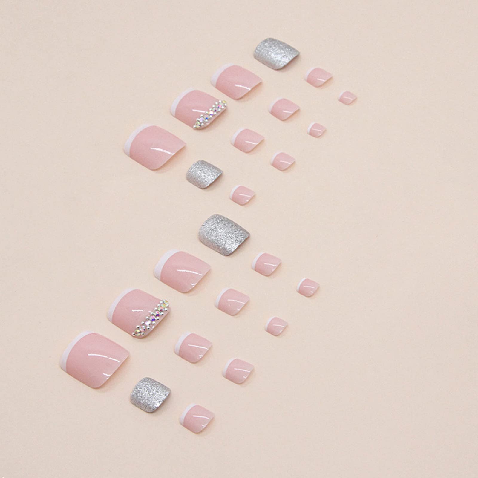 11 Pairs Glitter Press on Toenails - Easy Fake Nails for Women - Perfect for Parties, Weddings, Vacations & Everyday Wear