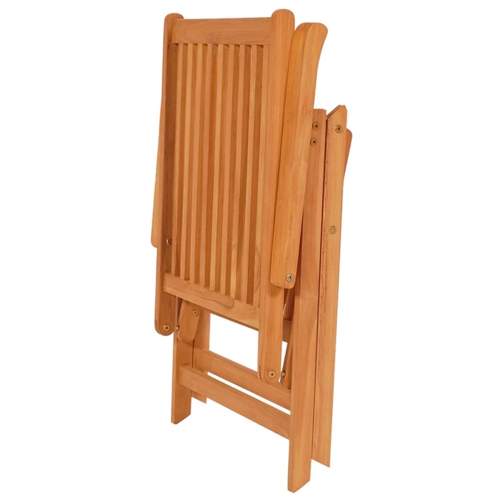 Premium Solid Teak Wood Patio Chairs Set - Adjustable Backrest with Green Cushions, Weather-Resistant & Foldable Outdoor Furniture for Garden, Poolside, and Backyard Relaxation