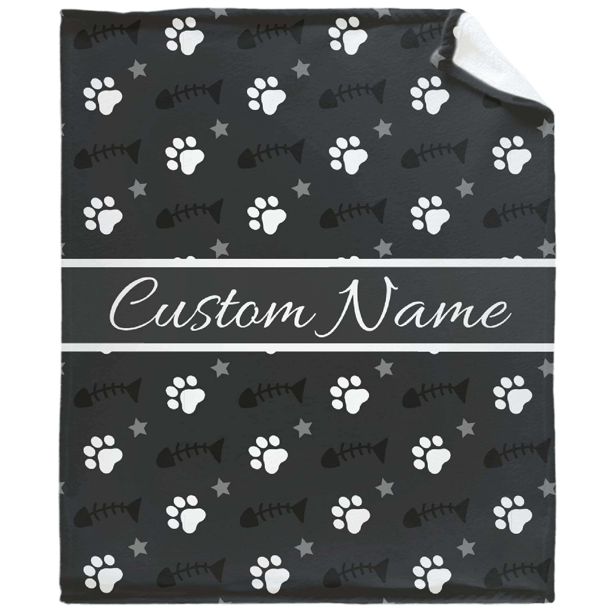 Custom Dog Paw Print Blanket with Name - Personalized Soft Flannel Fleece Pet Blanket 90