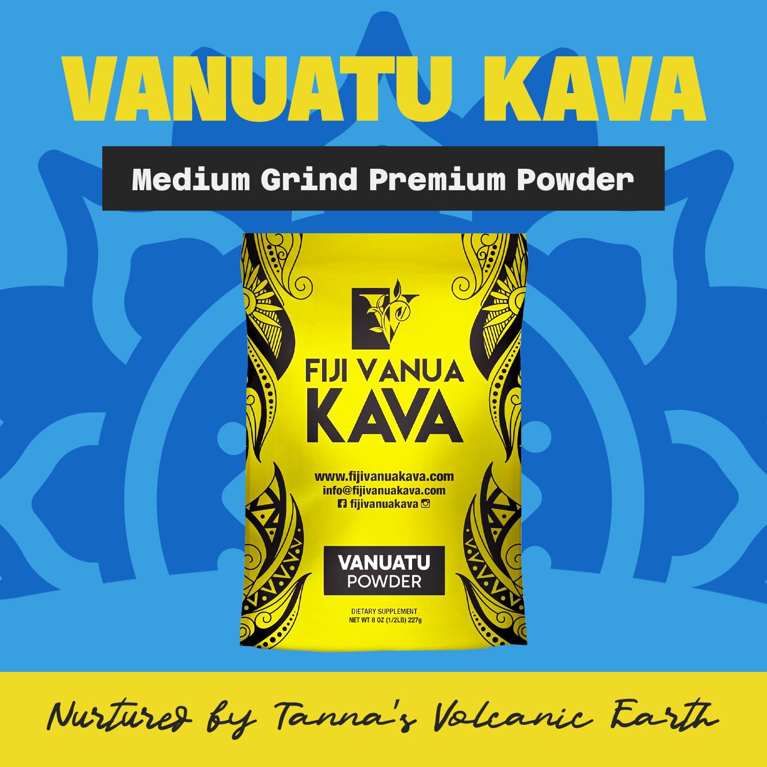Premium Noble Kava Root Powder - 100% Pure Sun-Dried Vanuatu Kava with High Kavalactones, Medium Grind for Easy Preparation (8 oz) - Perfect for Relaxation, Stress Relief & Social Gatherings