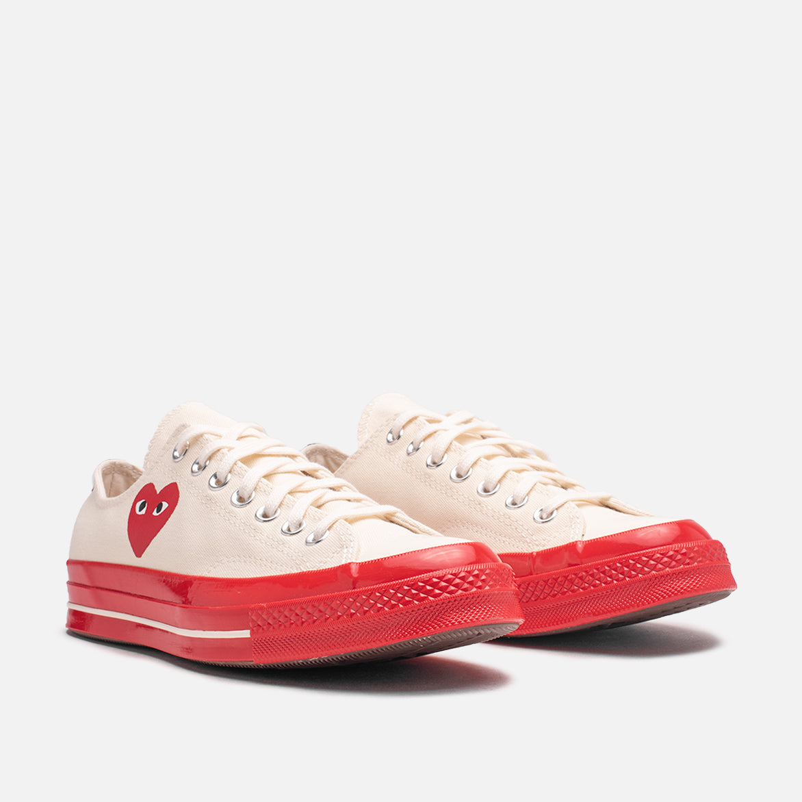 CDG PLAY x Converse Chuck 70 OX Sneakers - Pristine White & Red Colorway | Casual Streetwear Fashion for Men & Women | Perfect for Everyday Wear & Urban Outfits