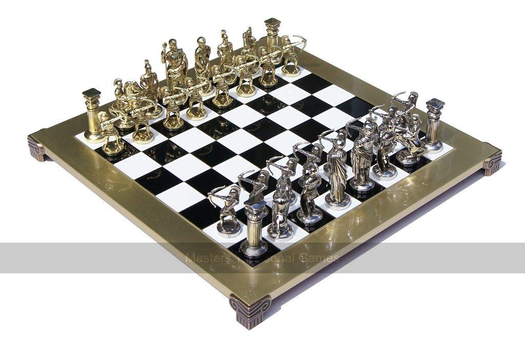 Premium Archers Metal Chess Set - 15.5 Inch Elegant Chess Board with Staunton Pieces - Perfect for Home, Office, and Gifts