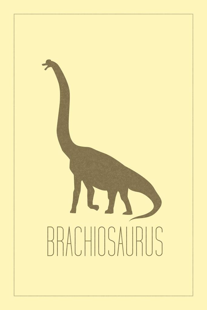Brachiosaurus Dinosaur Wall Art Print - 16x24 Inch Yellow Dino Poster for Kids Room Decor, Bedroom Wall Decor, Cool Dinosaur Pictures for Walls | Perfect for Nursery, Playroom & Classroom Decor