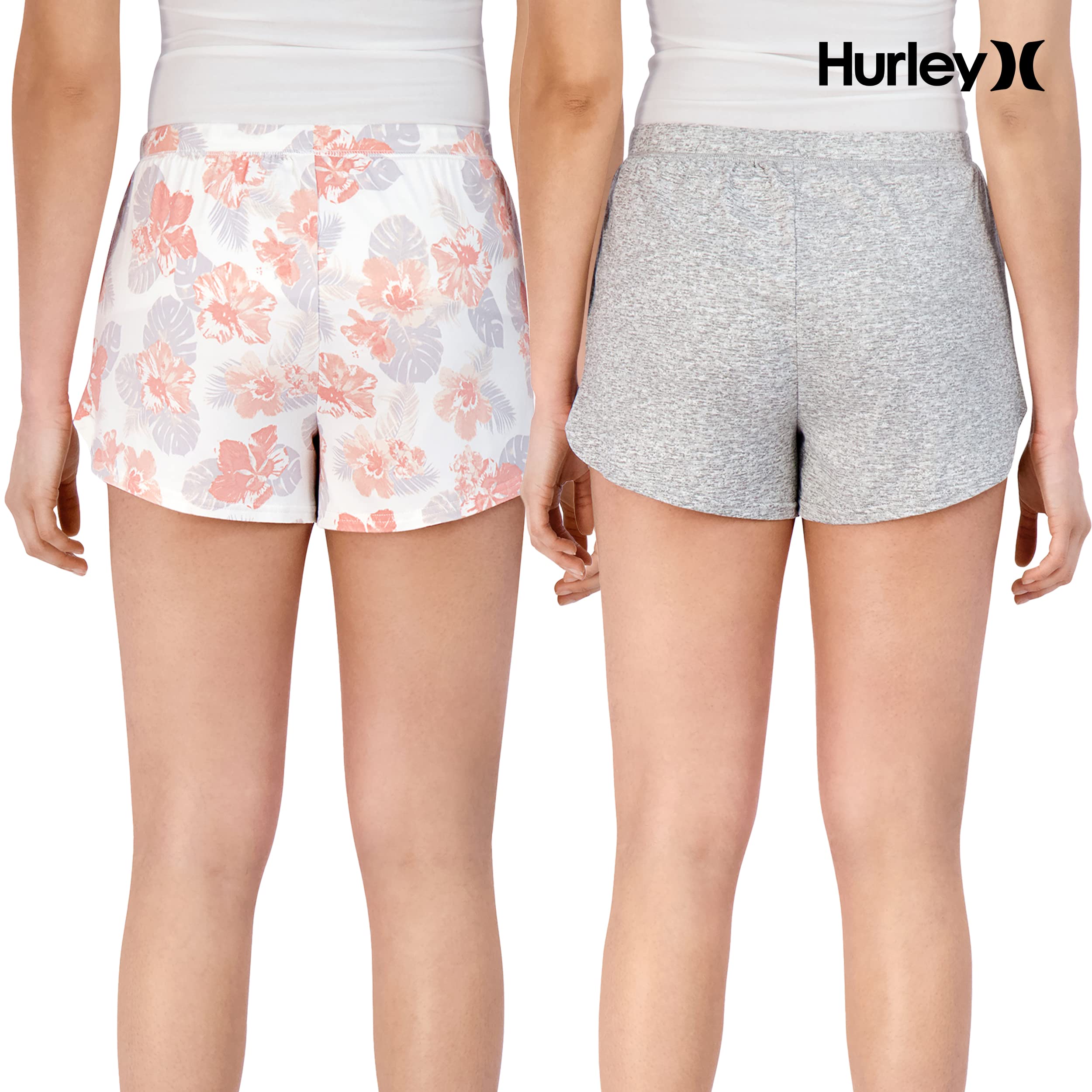 Hurley Women's Pajama Shorts 2-Pack - Soft Lounge Sleep Shorts for Summer, Cute & Comfortable Sleepwear - Perfect for Bedtime, Lounging at Home, and Vacation Getaways