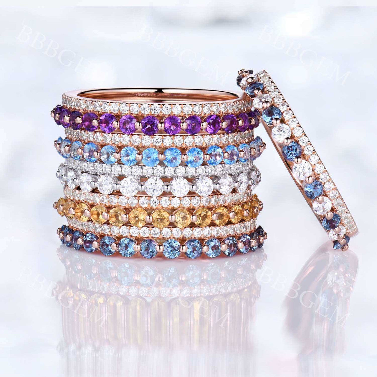 Vintage Moissanite Double Row Wedding Band - Half Eternity Stacking Ring for Women | Perfect for Bridal Sets, Anniversary Gifts & Everyday Elegance