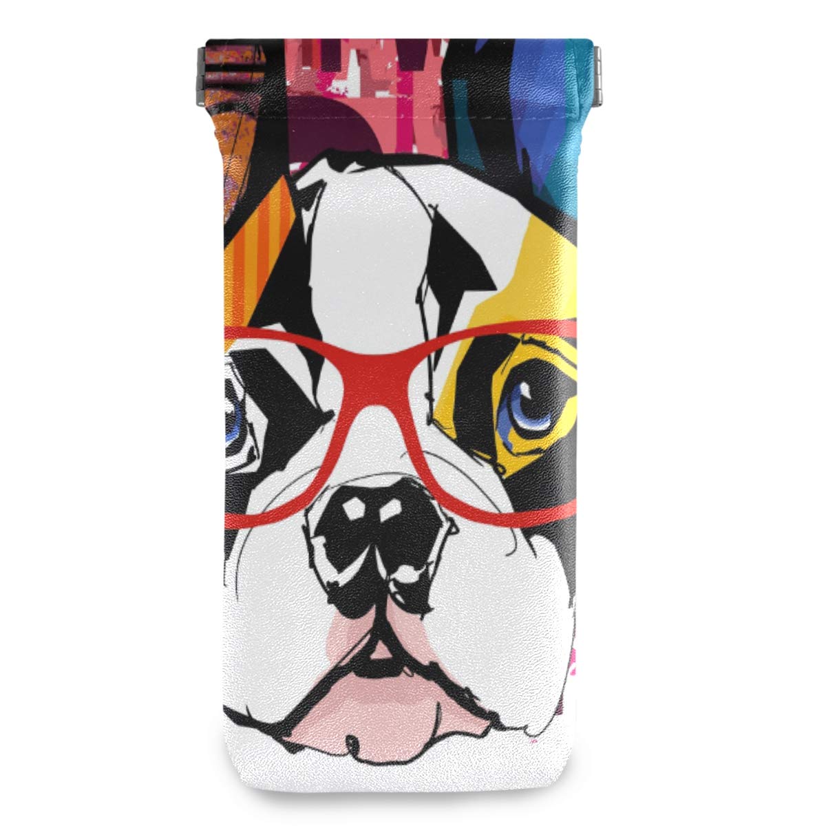 French Bulldog Sunglasses Case - Portable Microfiber Glasses Pouch with Squeeze Top for Men & Women | Travel, Beach, and Everyday Eyewear Protection