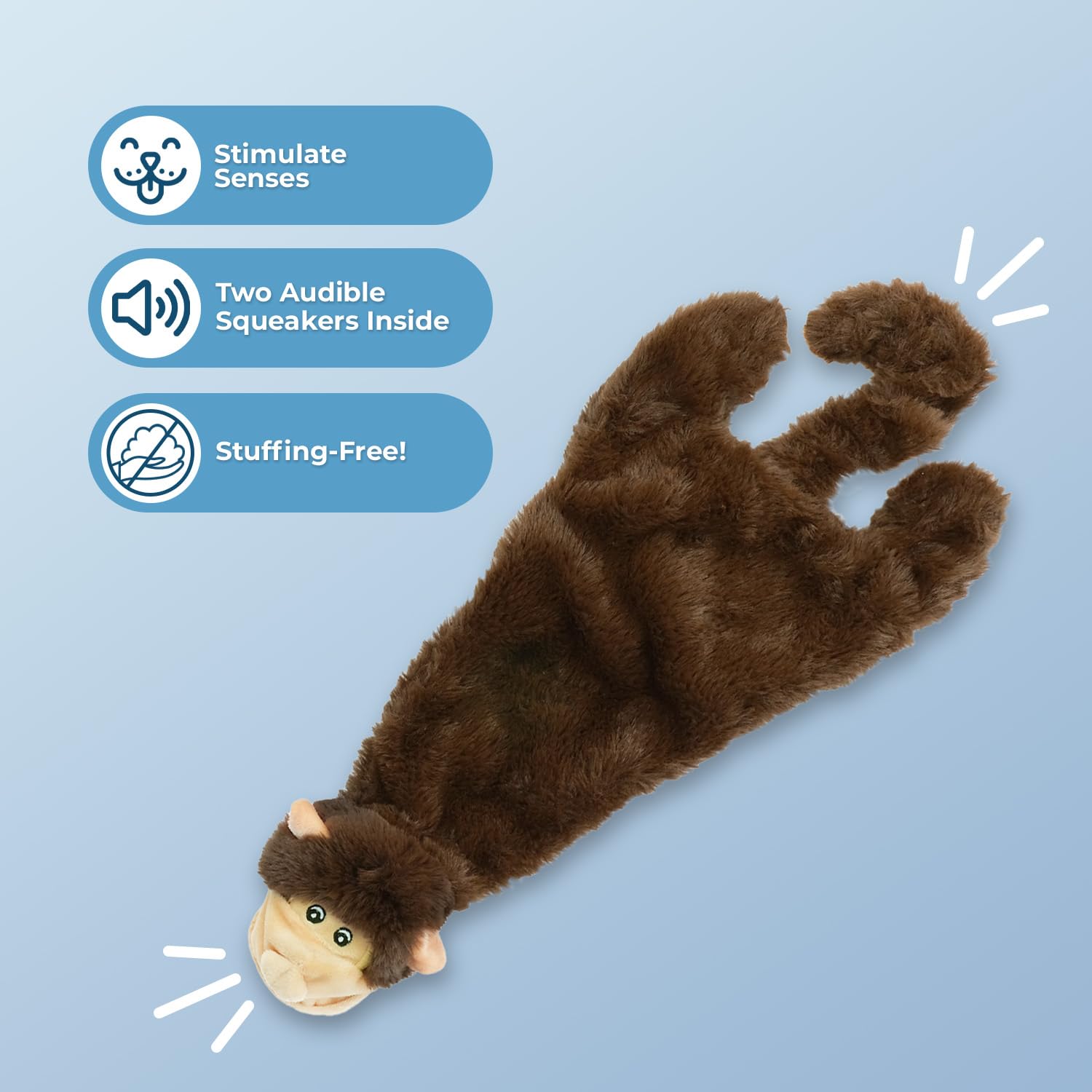 2-in-1 Squeaky Dog Toy for All Sizes - No Stuffing, Durable Fabric - Perfect for Indoor Play & Bottle Hold