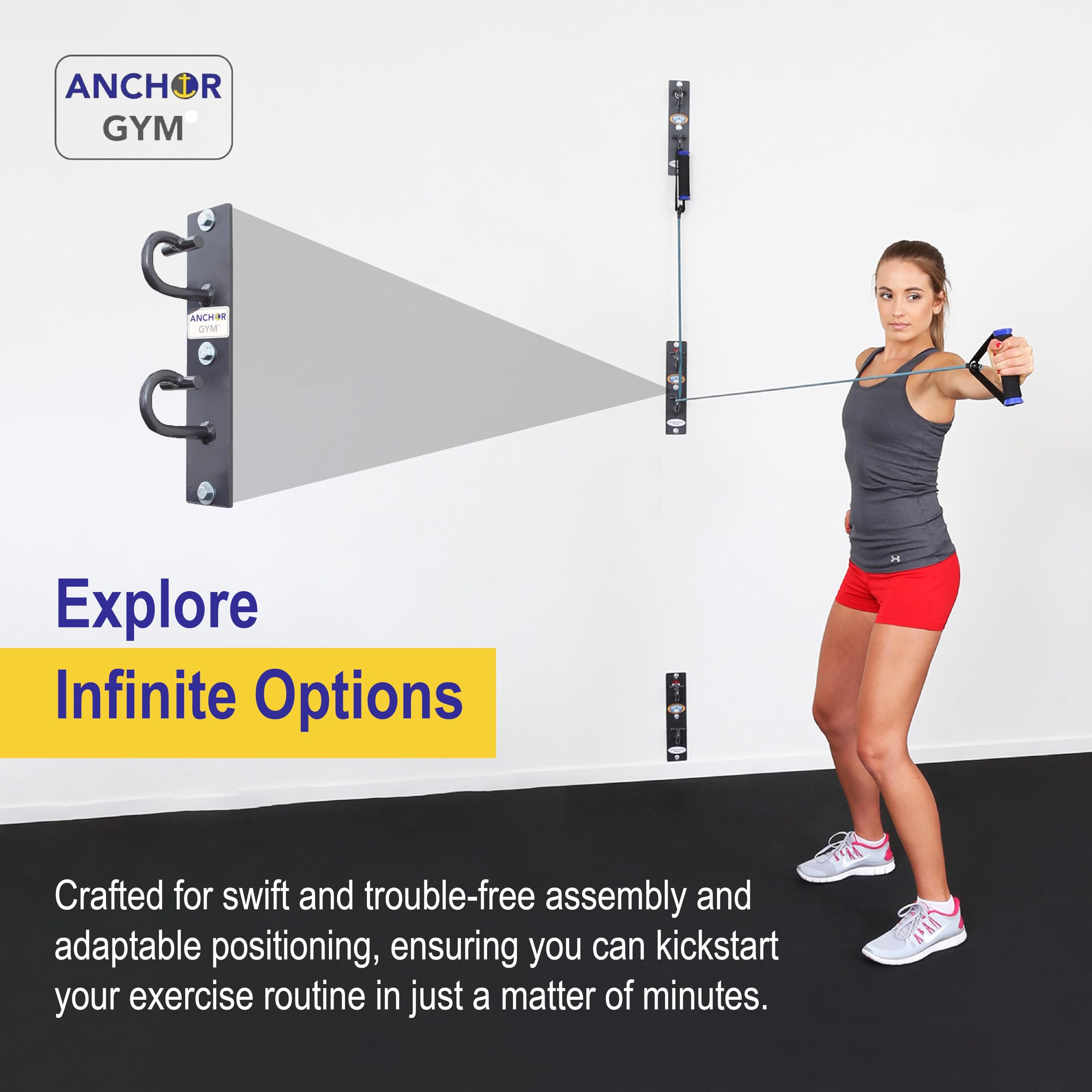 Anchor Gym CORE Station - Wall & Ceiling Mounted Exercise Hook System for Bodyweight Training, Resistance Bands, Strength Workouts, Yoga & Home Gym (Includes Wood Screws) - Perfect for Small Spaces, Garage Gyms & Apartment Workouts