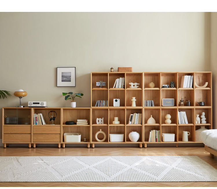Oak Solid Wood Modern Creative Bookcase - Stylish Storage for Books & Home Decor | Perfect for Living Room, Office & Study Spaces