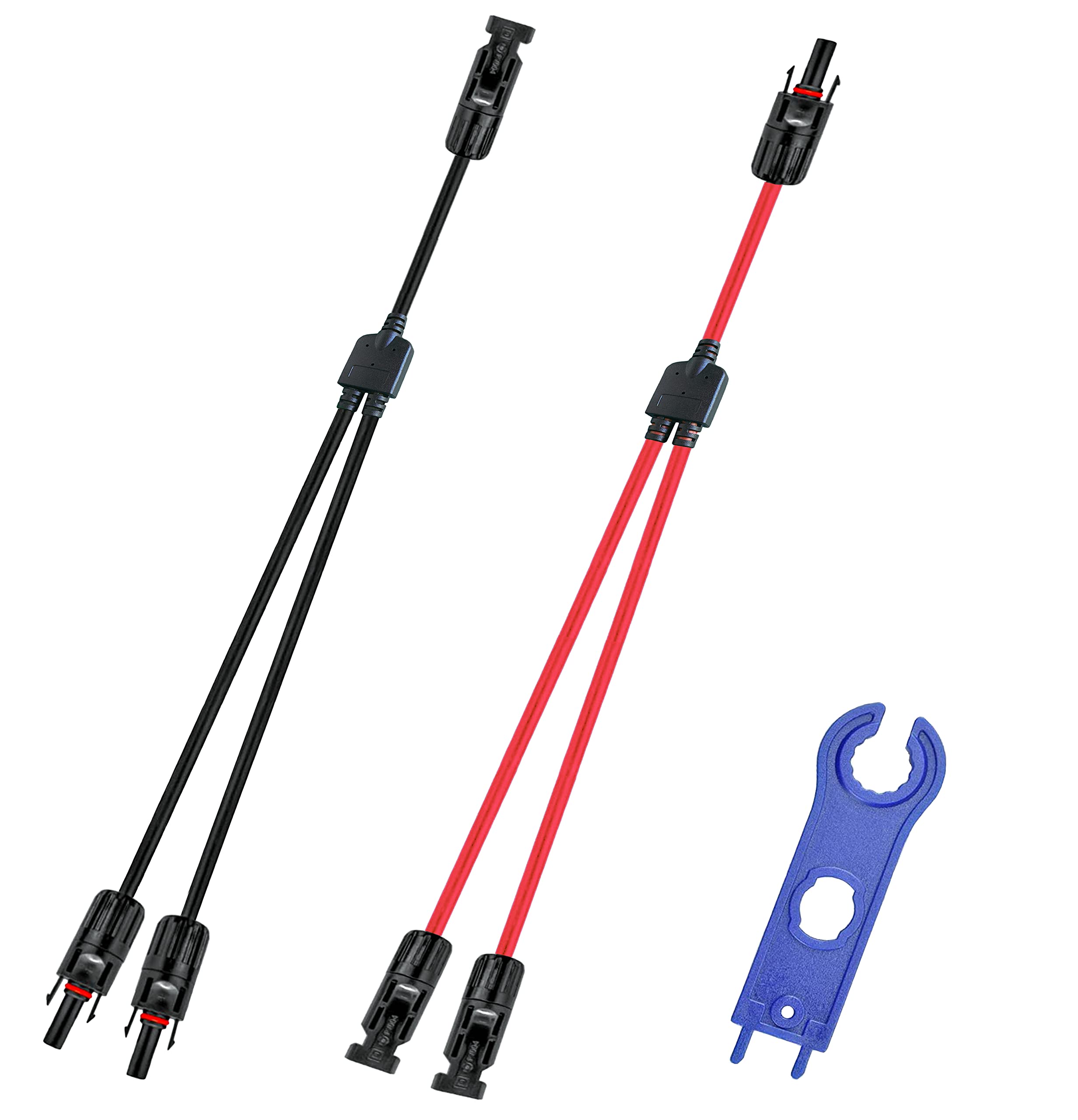 Y Solar Connector - Solar Y Branch Parallel Cable 1 to 2 Male Female Adapter, 10AWG 45A Waterproof IP68 40CM Extension Cable for Solar Panels & Solar Cells (MFF & FMM, 1 Pair) - Perfect for RV, Off-Grid & Home Solar System Installations