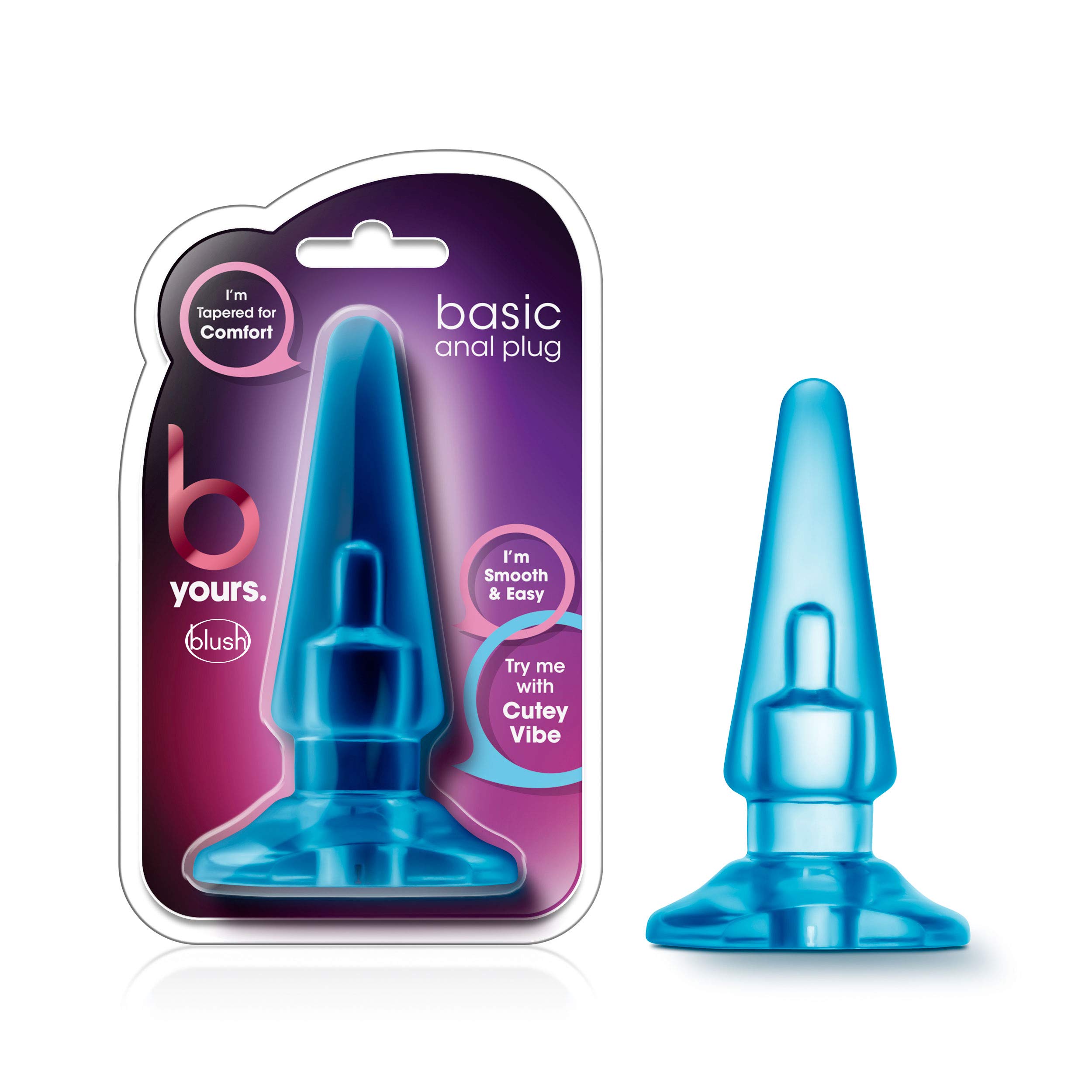 Blush Novelties B Yours Basic Anal Plug - Tapered Tip for Easy Insertion, Comfortable Base, 4 Inch Length & 1.25