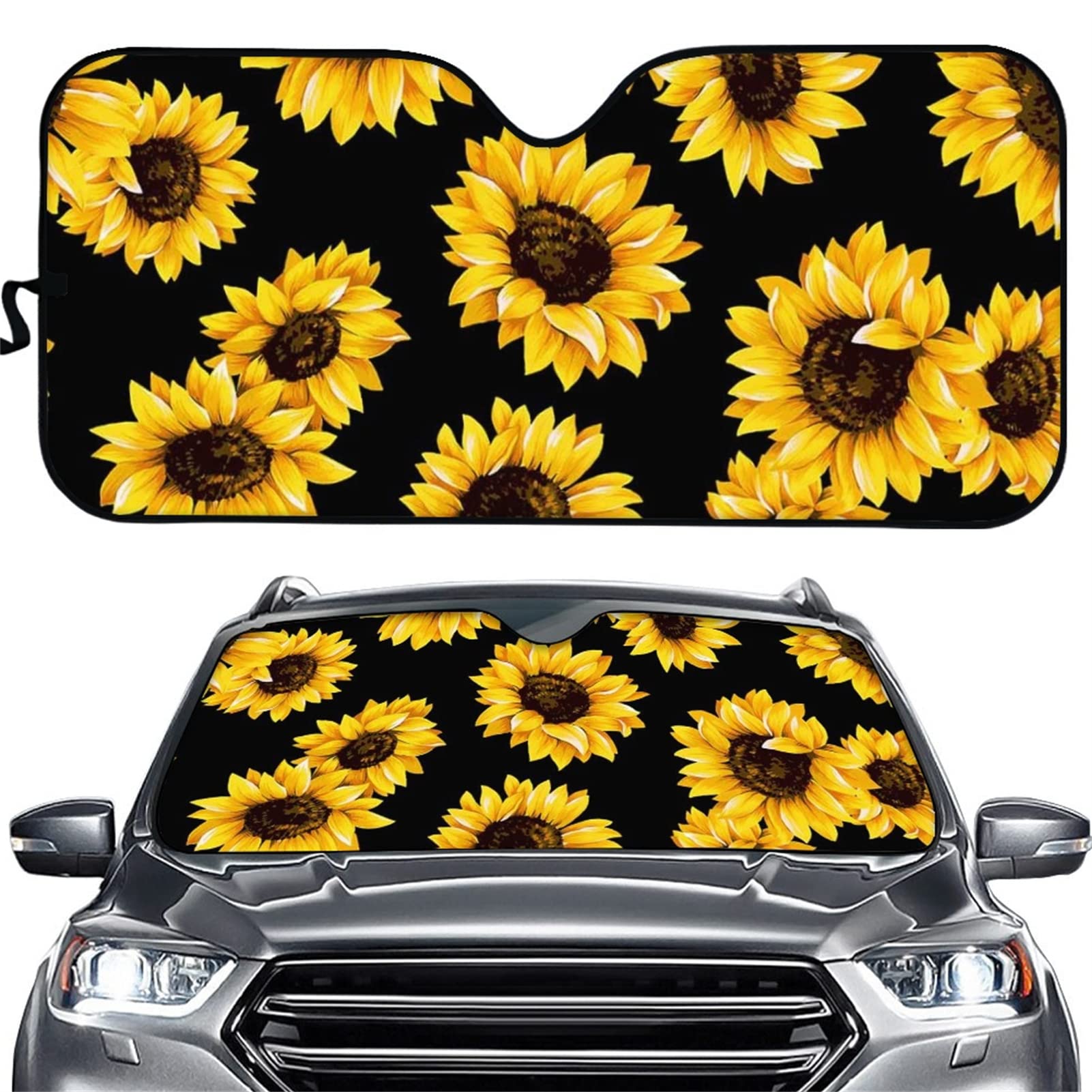FOR U DESIGNS Sunflower Printed Car Windshield Sun Shade - UV Protection & Heat Blocking Sun Visor Protector | Keep Your Vehicle Cool in Summer Parking