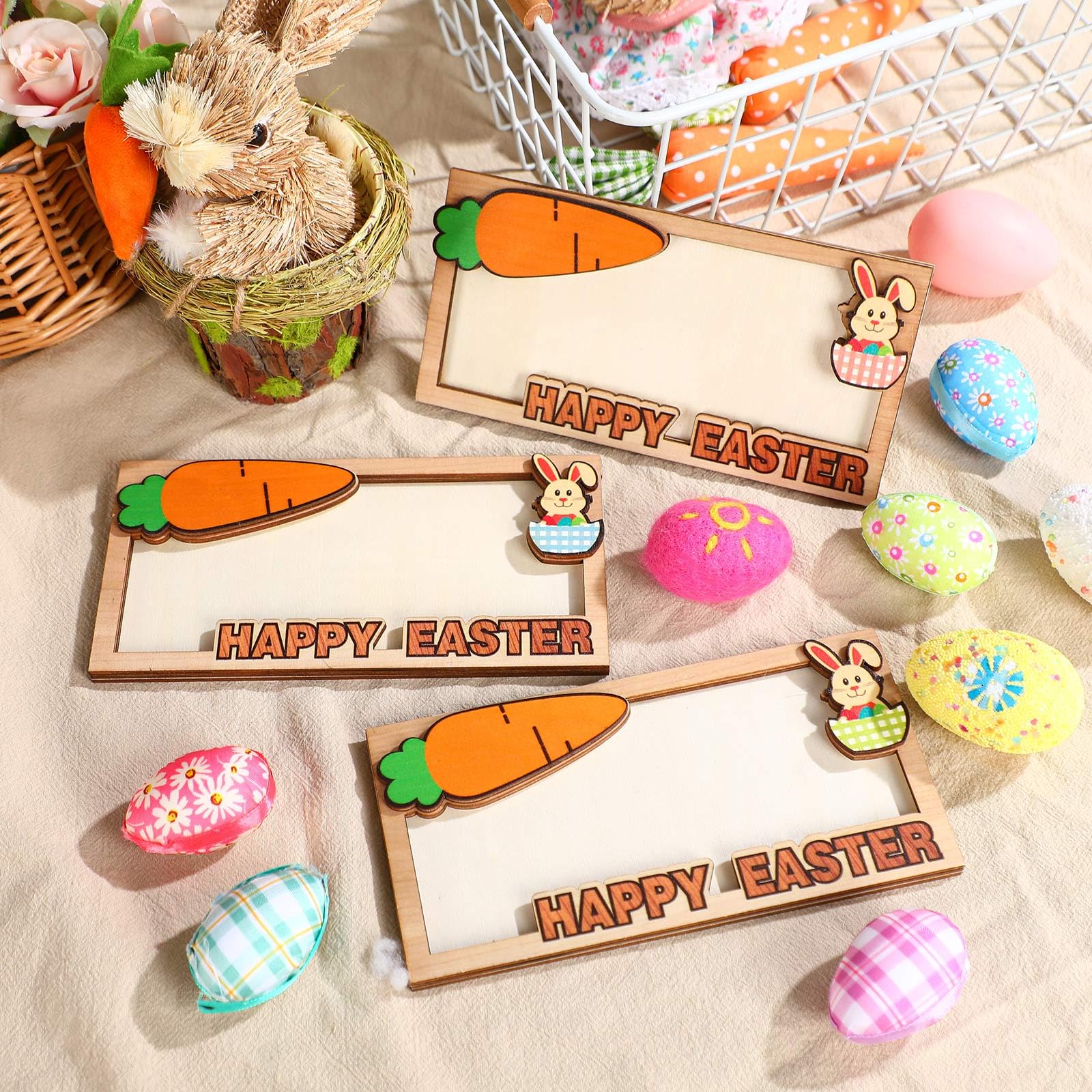 ReliThick 6-Piece Wooden Easter Bunny Money Holders - Cash Envelopes & Gift Wallets for Easter Basket Stuffers (Perfect for Easter Gifts, Party Favors & Money Storage)