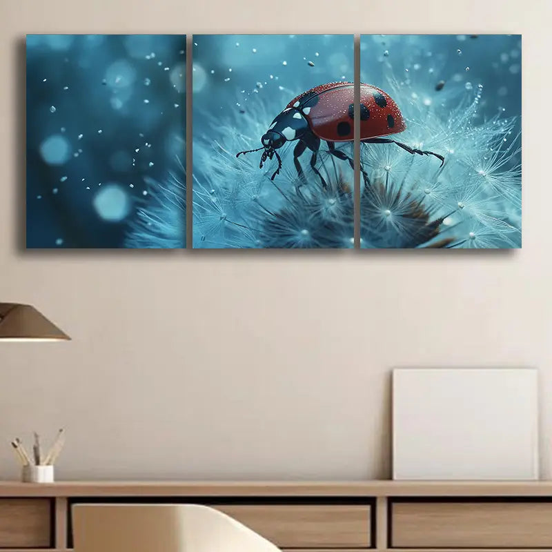 3-Piece Ladybug Metal Wall Art - Ready to Hang Home Decor for Living Room, Bedroom & Nursery - Vibrant Insect Themed Prints for Kids Room & Nature Lovers