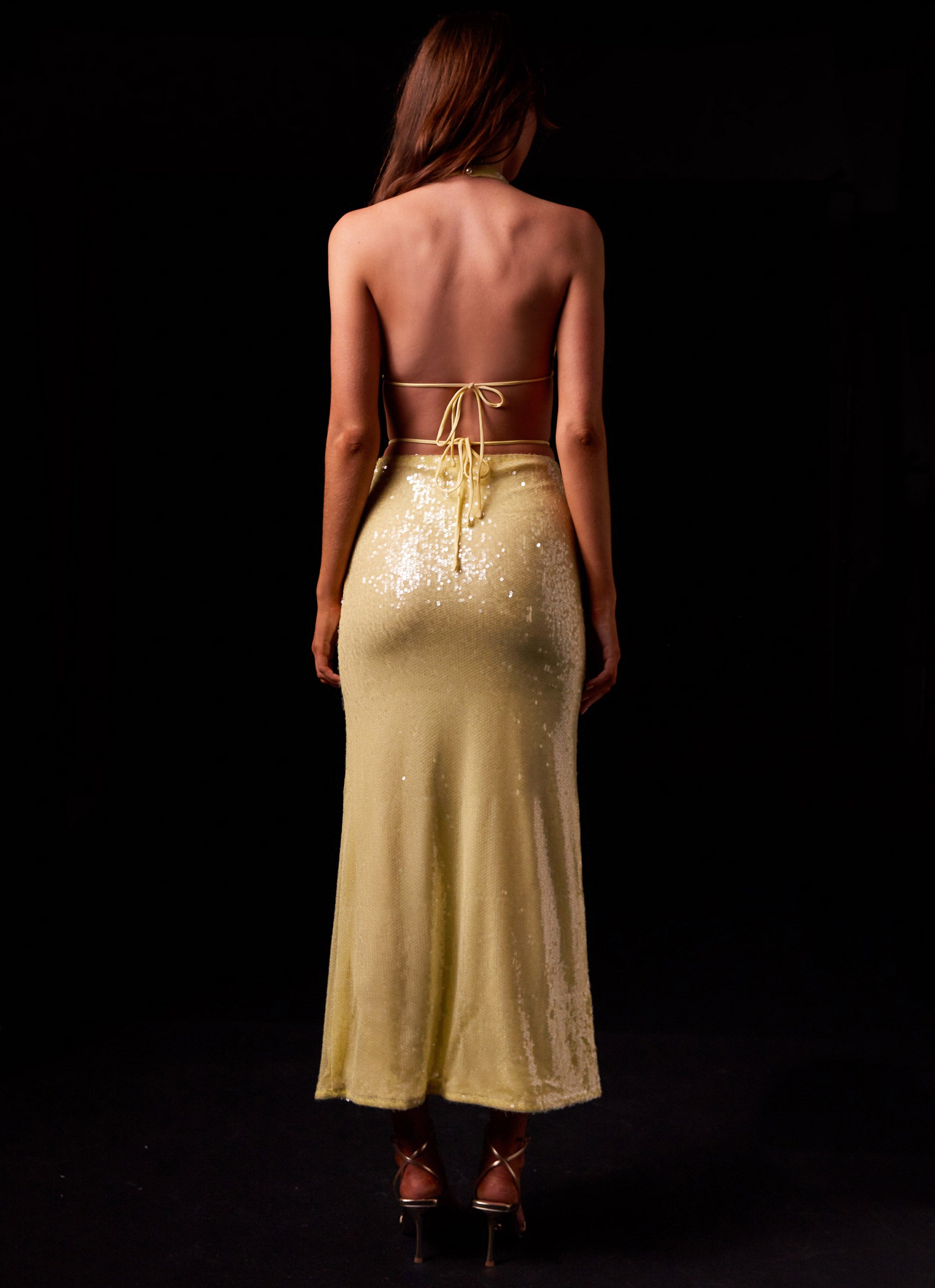 Elara Sequin Maxi Dress - Elegant Lemon Spritz Evening Gown for Women | Perfect for Prom, Cocktail Parties & Special Occasions