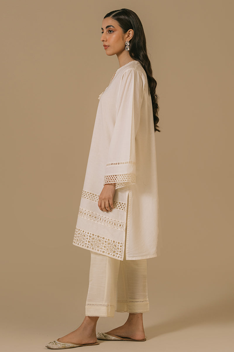 Elegant Ivory Mist Lawn Embroidered Shirt for Women - Breathable Summer Blouse for Casual Outings & Garden Parties