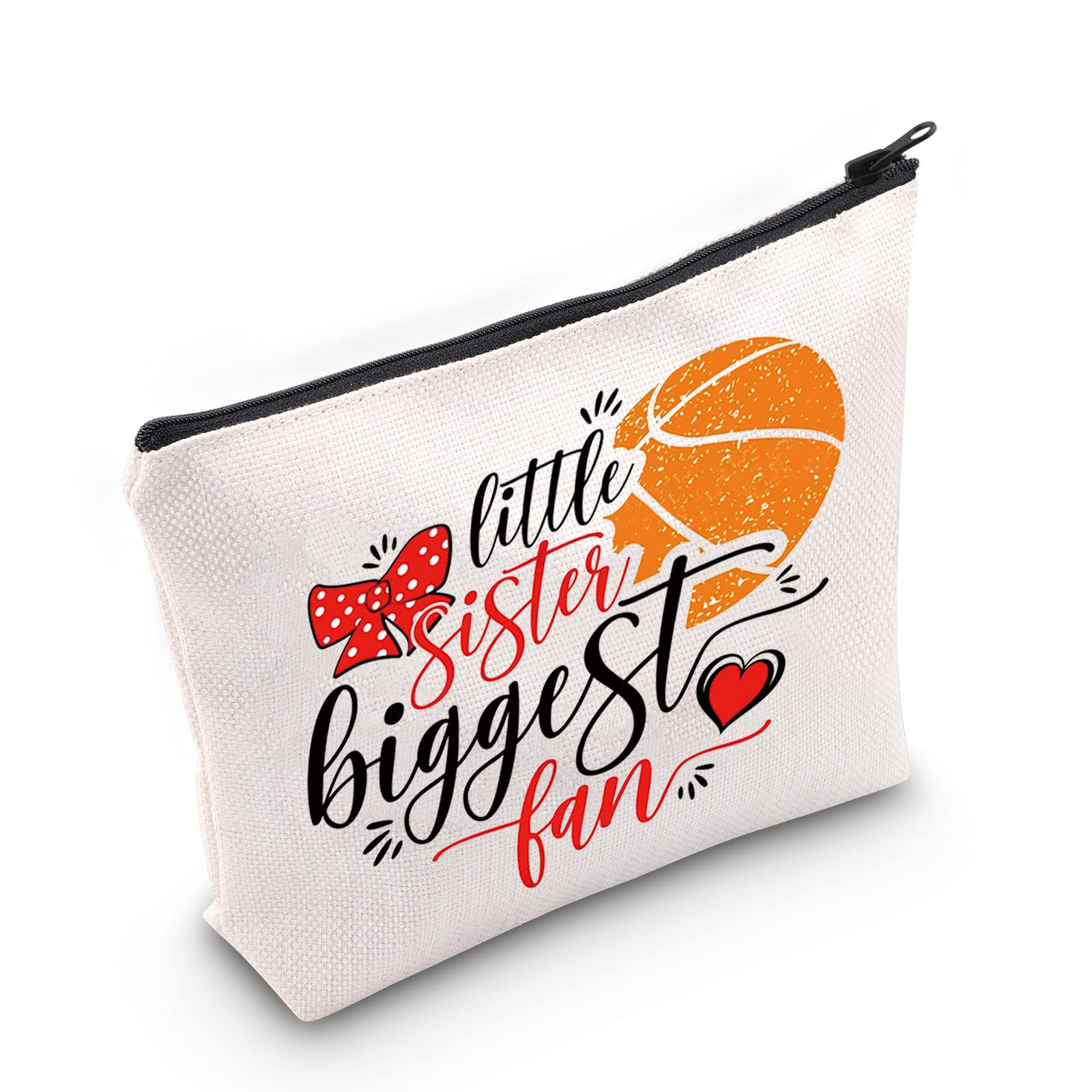LEVLO Basketball Themed Cosmetic Bag - Perfect Gift for Basketball Player Sister, Little Sister & Biggest Basketball Fans - Makeup Zipper Pouch for Team Players & Supporters - Great for Game Days, Travel & School Essentials