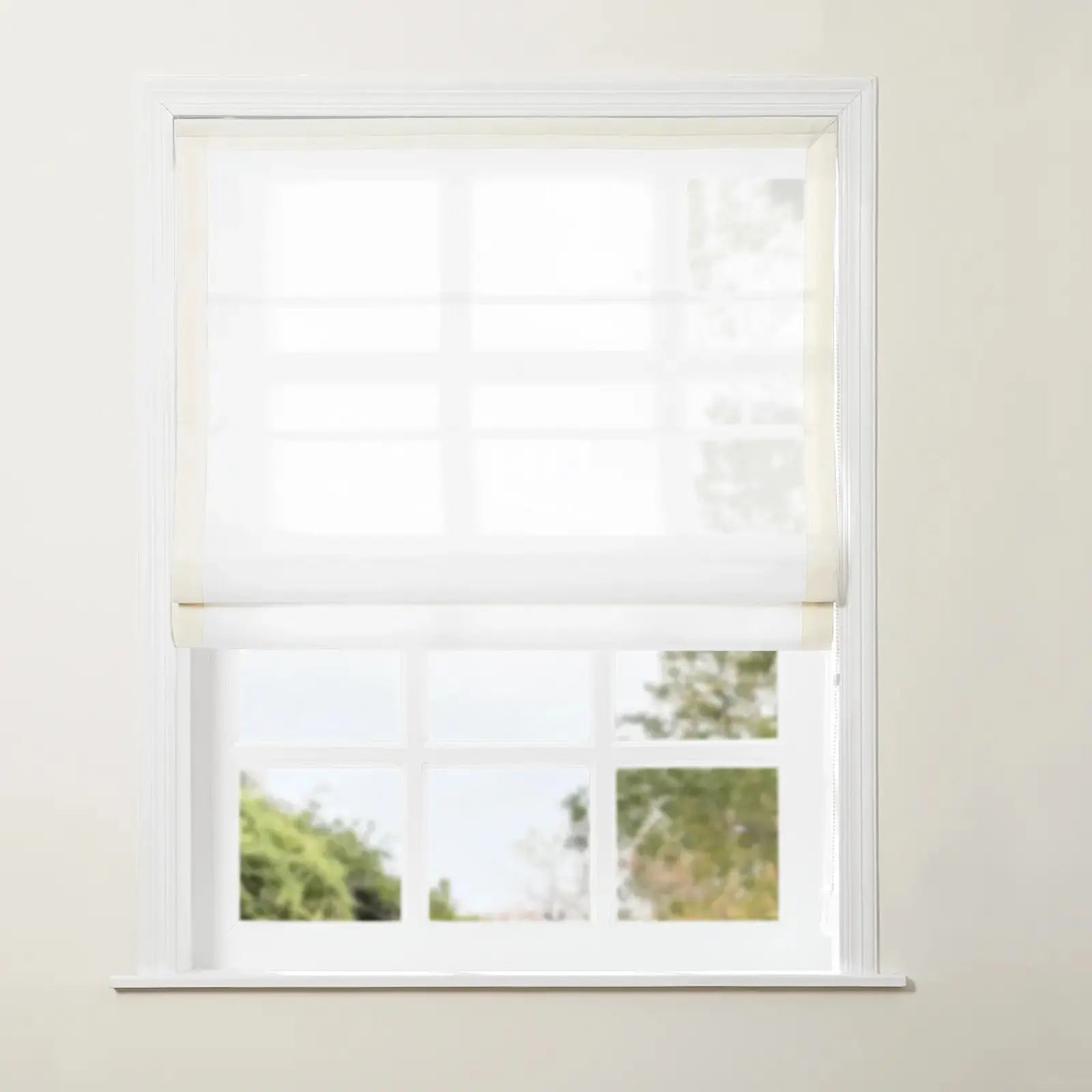 Tyrone Roman Shade with Border Cord Lift - Classic Window Treatment for Living Room & Bedroom - Blackout Fabric for Light Control & Privacy