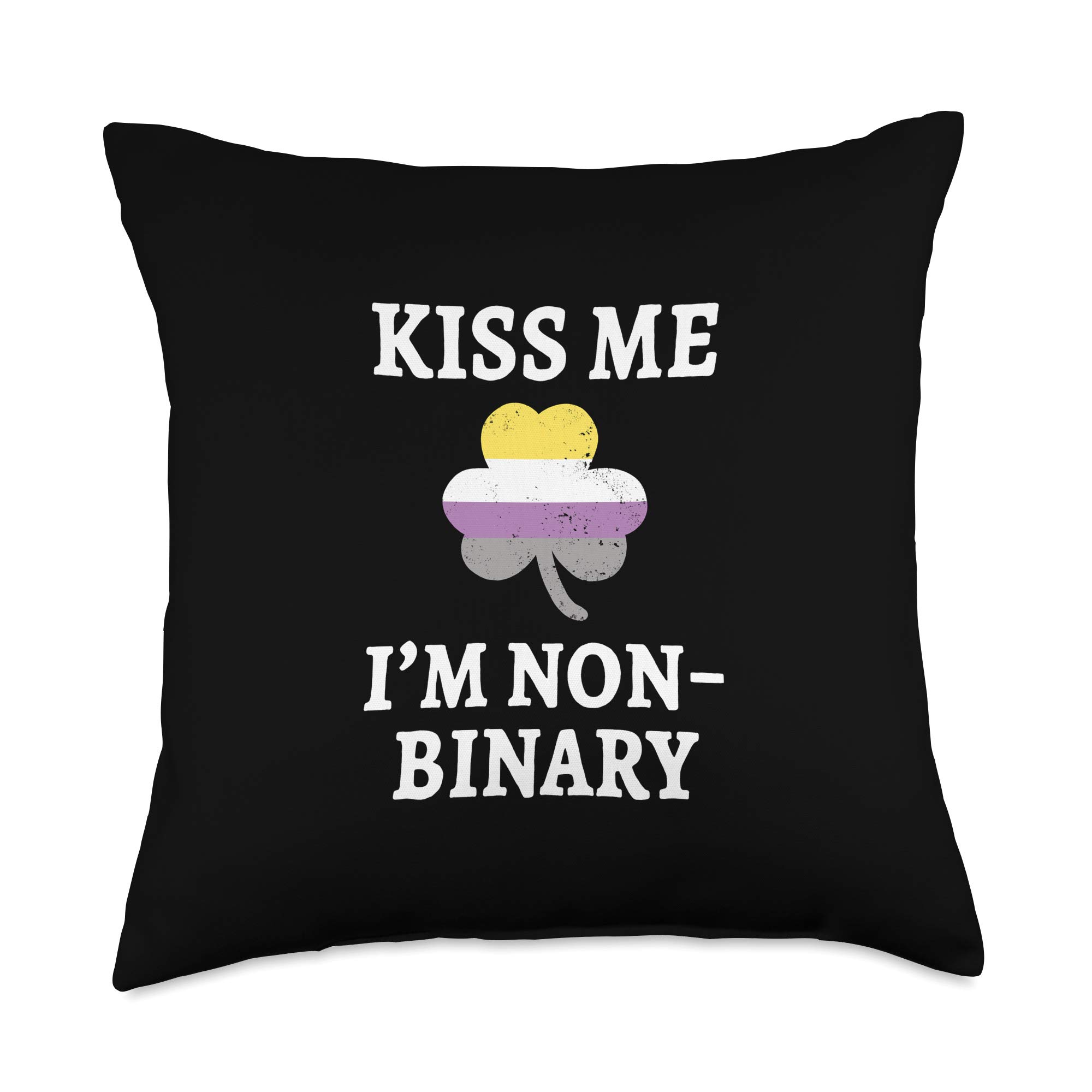 Non-Binary Pride Throw Pillow - 18x18 Inch LGBT St. Patrick's Day Gift with Rainbow Flag Design - Perfect for LGBTQ Home Decor, Sofa Cushion & Pride Month Celebrations