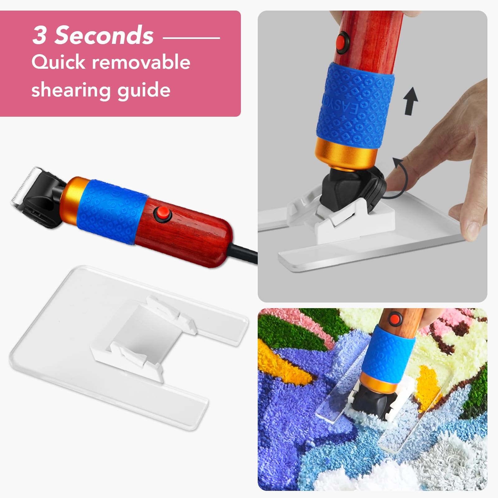 Premium Rug Tufting Gun & Carpet Trimmer Kit - 2-in-1 DIY Carpet Making Machine with Rug Shaver, Punch Needle & Fabric (Pink) - Perfect for Home Decor, Wall Hangings & Handmade Rugs