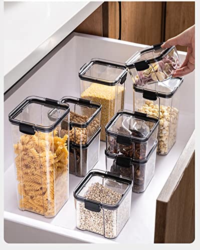 Airtight Food Storage Containers Set - 6-Piece Plastic Canisters with Locking Lids for Cereal, Flour, Sugar & Dry Goods - BPA-Free, Stackable Kitchen Storage (1.9qt, Black) - Perfect for Pantry Organization & Meal Prep