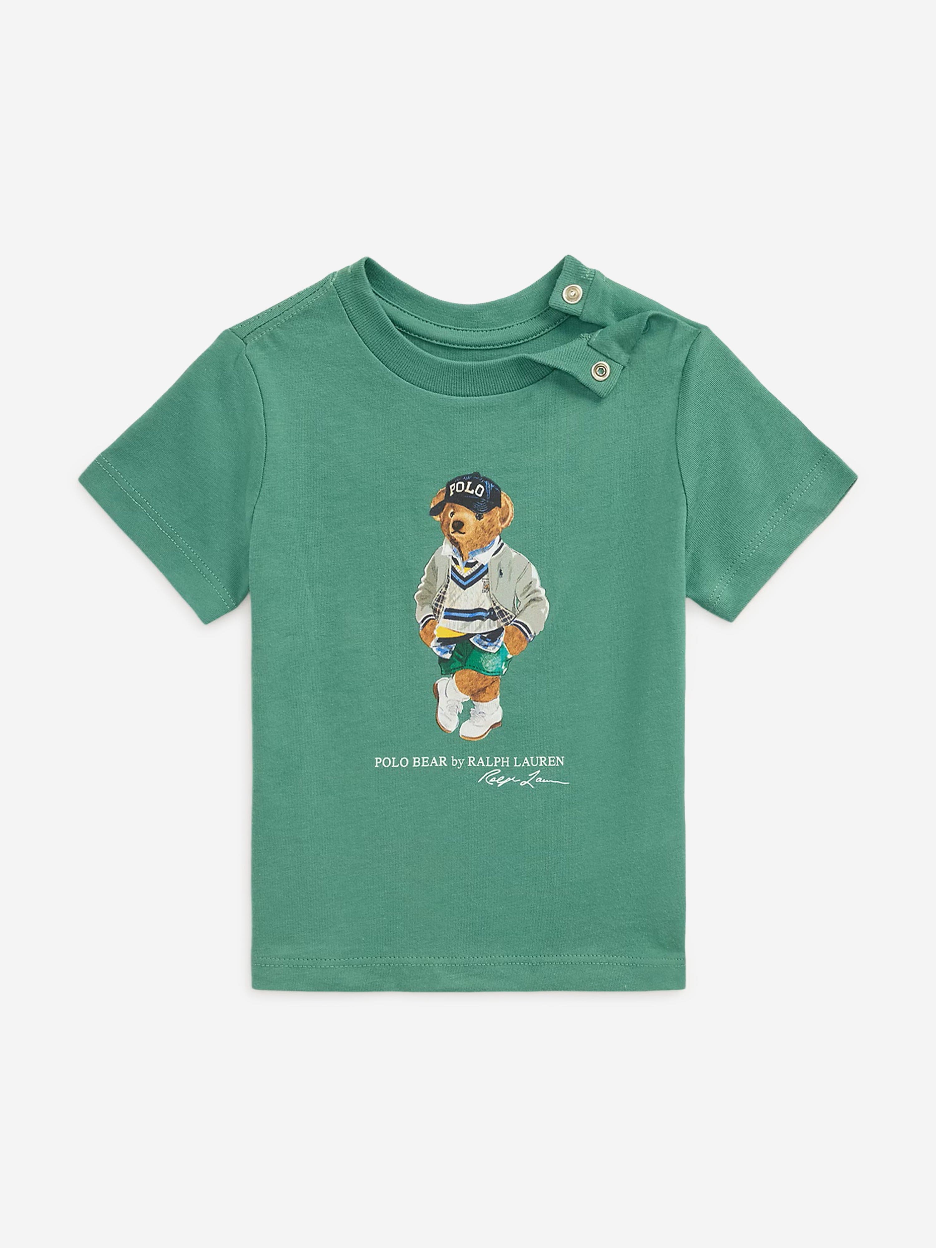 Adorable Baby Boys Polo Bear Graphic T-Shirt - Soft Green Cotton Tee for Toddlers | Perfect for Playdates, Family Outings & Photo Shoots