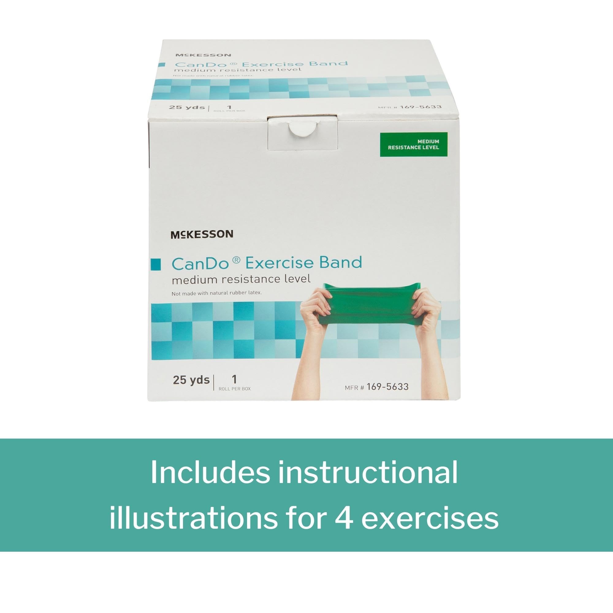 McKesson Can Do Exercise Resistance Band - Medium Resistance Workout Bands for Physical Therapy, Home Gym & Fitness Training - Green, 5 in x 25 yd (1 Count) - Perfect for Strength Training, Yoga & Rehabilitation Exercises