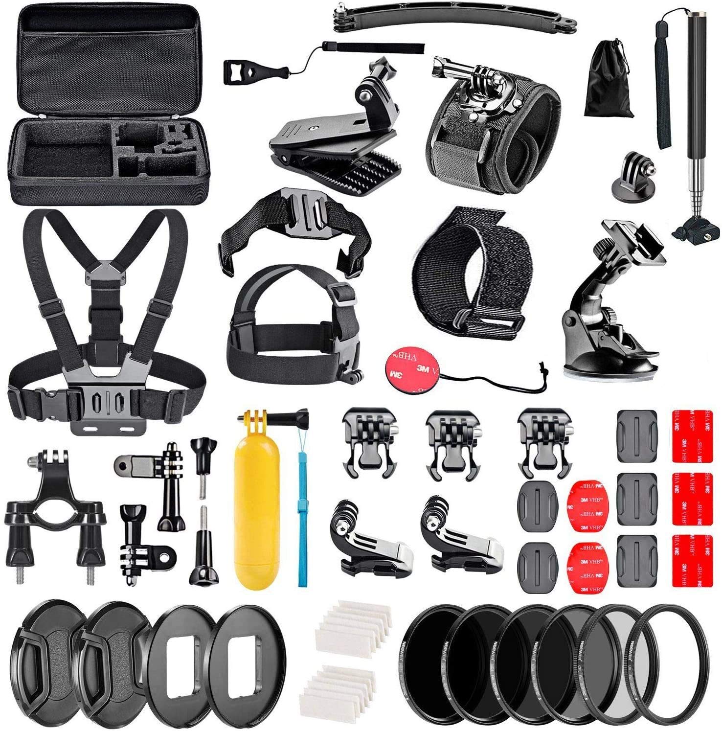 Navitech 60-in-1 Action Camera Accessories Kit with Durable EVA Case - Compatible with Crosstour CT8500 4K Waterproof Sports Camera | Perfect for Diving, Skiing, Cycling & Outdoor Adventures