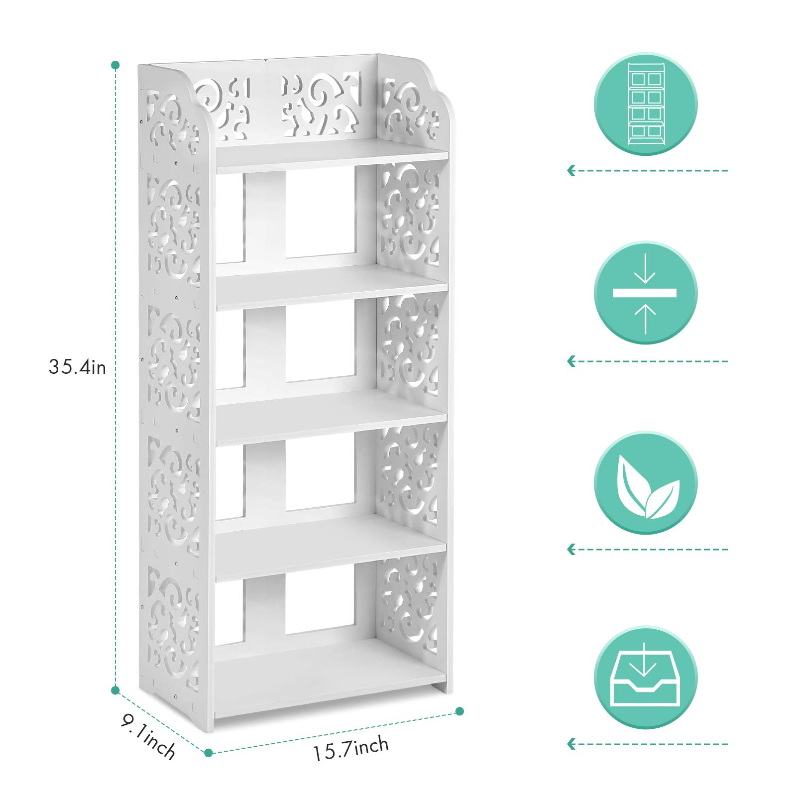 5-Tier White Wooden Shoe Rack - Modern Narrow Shoe Storage Shelf & Organizer for Entryway, Closet, Bedroom, Living Room | Space-Saving Home Shoe Storage Solution for Sneakers, Boots & Heels