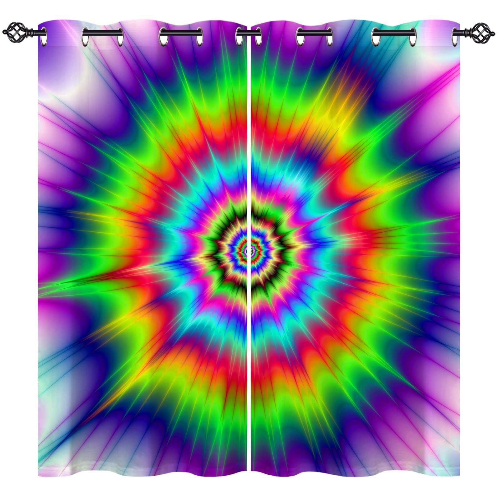 ANHOPE Abstract Psychedelic Blackout Curtains 42x72 Inch - Thermal Insulated Grommet Room Darkening Drapes with Colorful Art Print for Bedroom & Living Room, Set of 2 Panels | Perfect for Home Decor, Privacy & Light Control