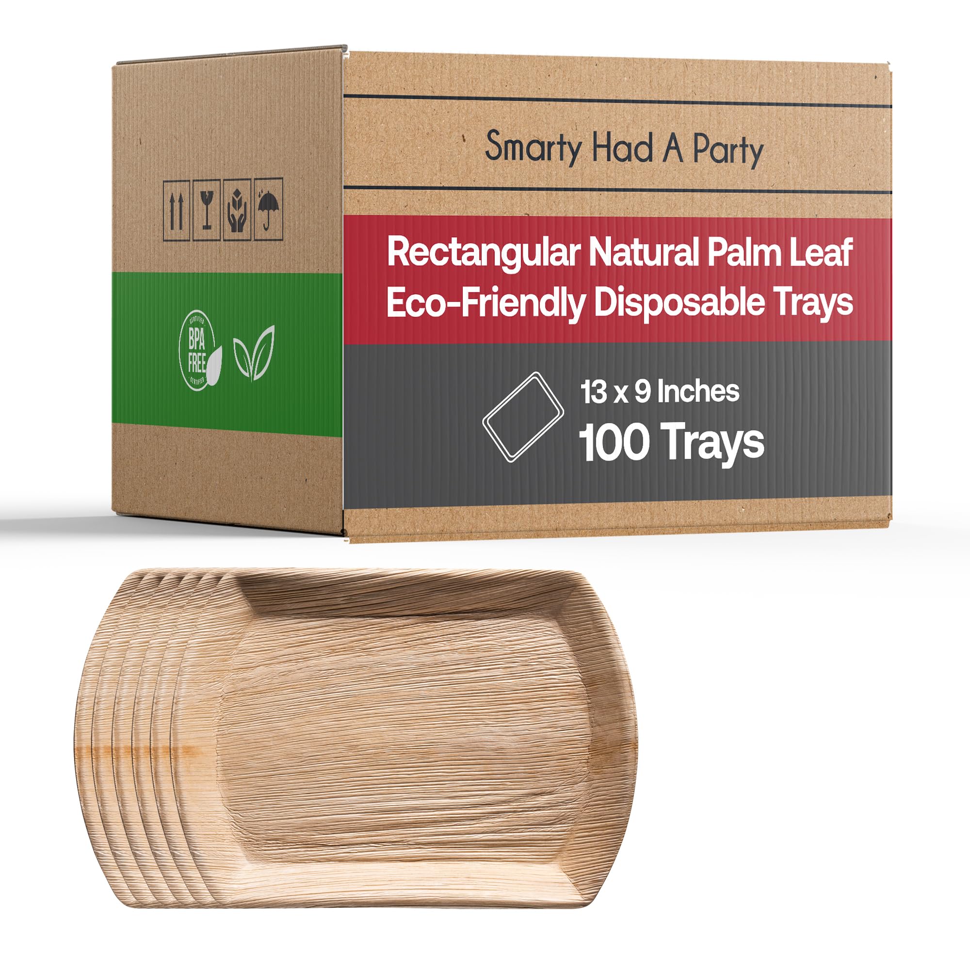 Eco-Friendly Palm Leaf Disposable Dinner Plates - 100% Biodegradable & Compostable - 6