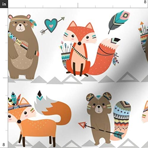 Premium Spoonflower Upholstery Velvet Fabric by The Yard - Woodland, Tribal, Nursery, Arrow & Fox Prints for Home Decor, Apparel & DIY Projects | Gender Neutral, Boy & Girl Designs | Perfect for Curtains, Pillows, Clothing & Crafts