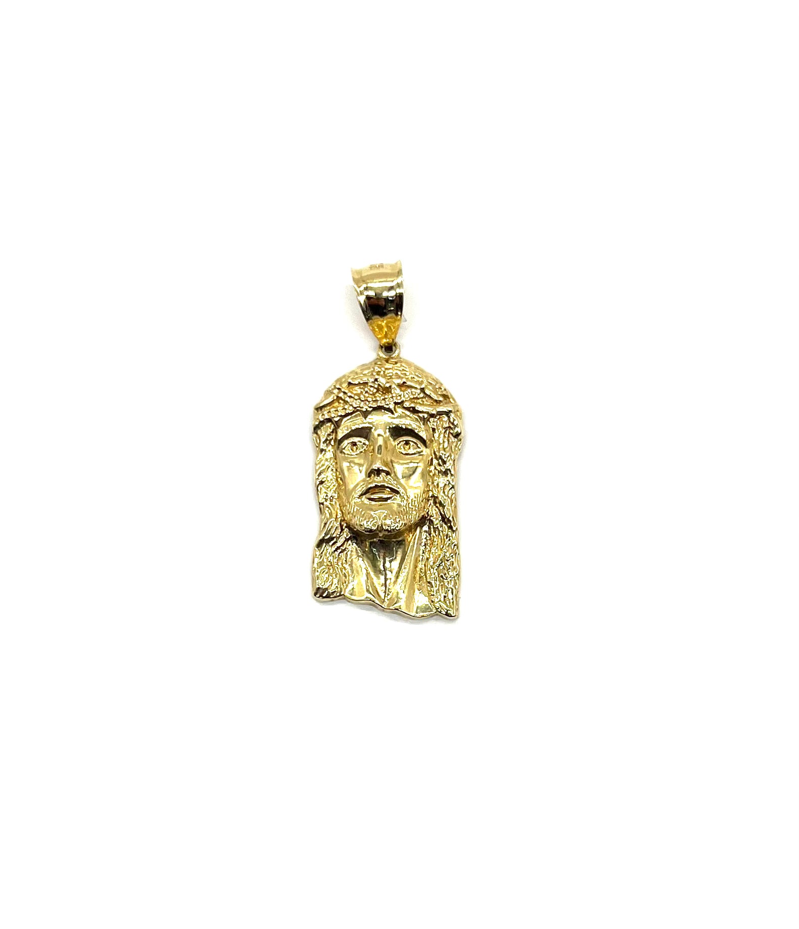 10K Yellow Gold Large Jesus Head Pendant for Men & Women - Religious Cross Necklace Jewelry Gift for Baptism, Confirmation & Church Occasions