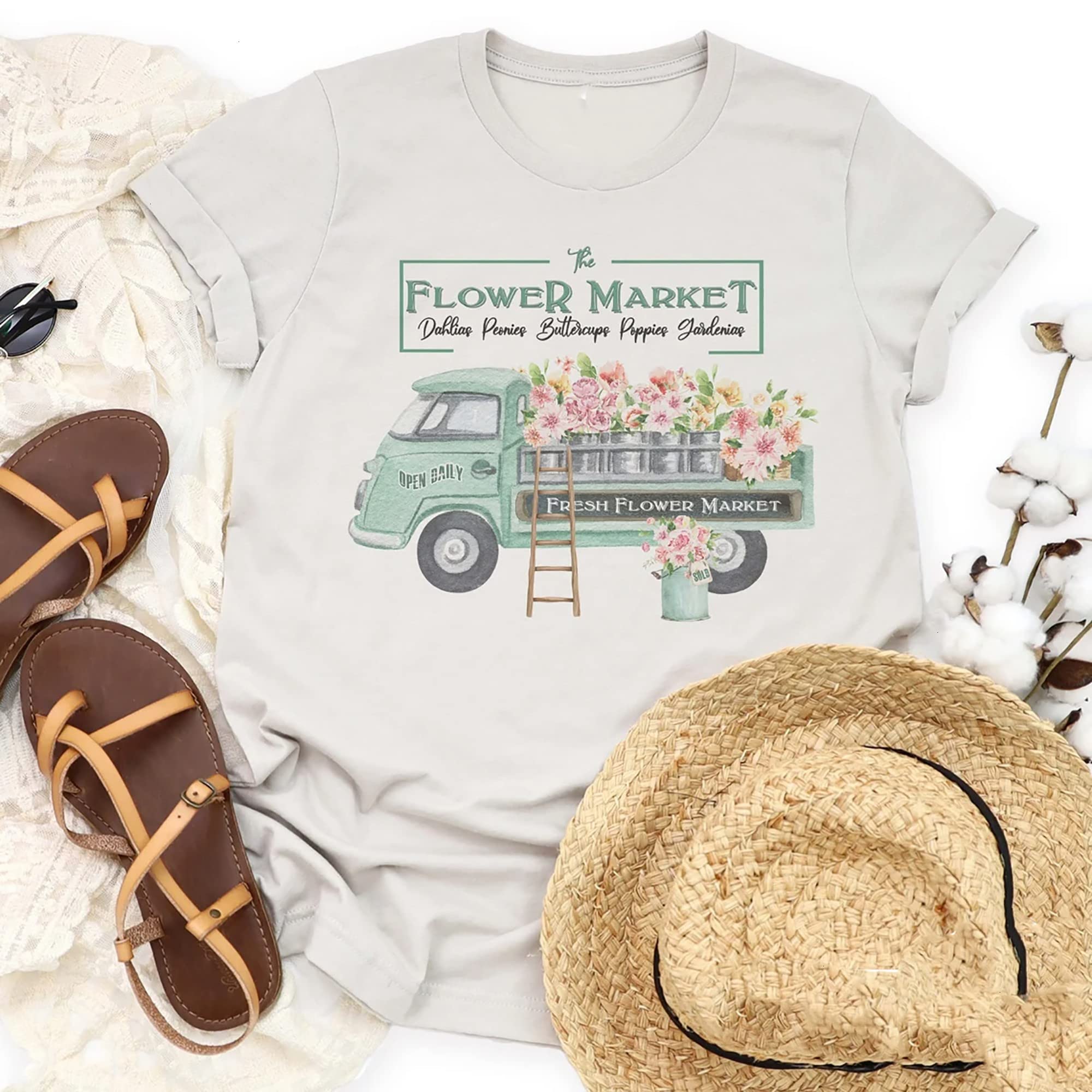 Vintage Wildflower T-Shirt for Women - Floral Garden Lover Tee, Farm Fresh Flowers & Feminist Graphic Top - Perfect for Gardening, Farmers Market, and Outdoor Adventures