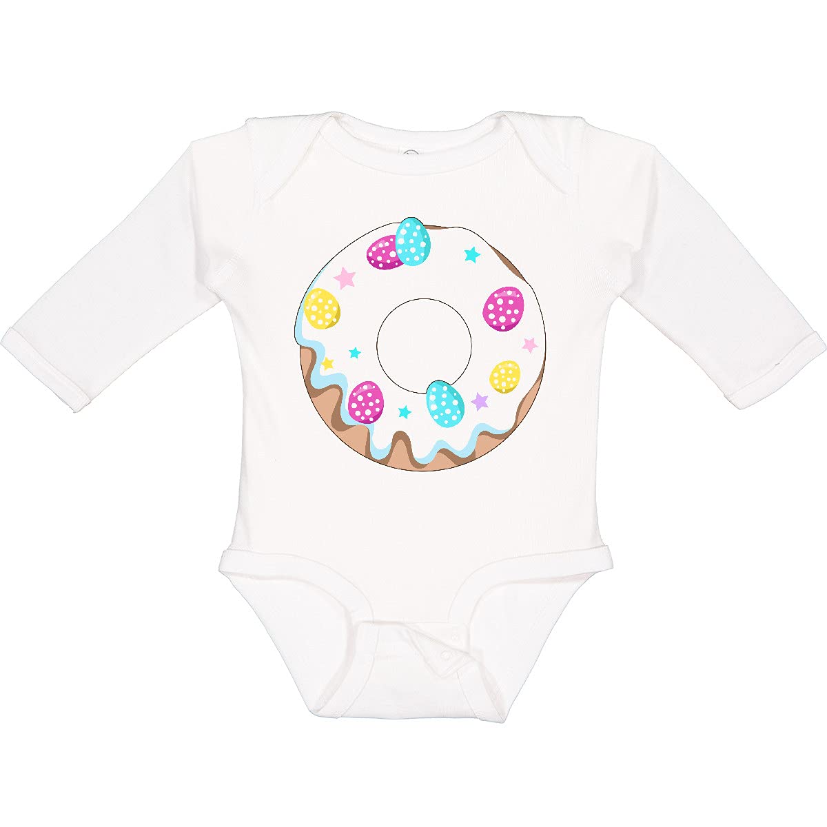 Easter Donut Creeper with Pastel Eggs - Baby Long Sleeve Outfit for Holiday Photos