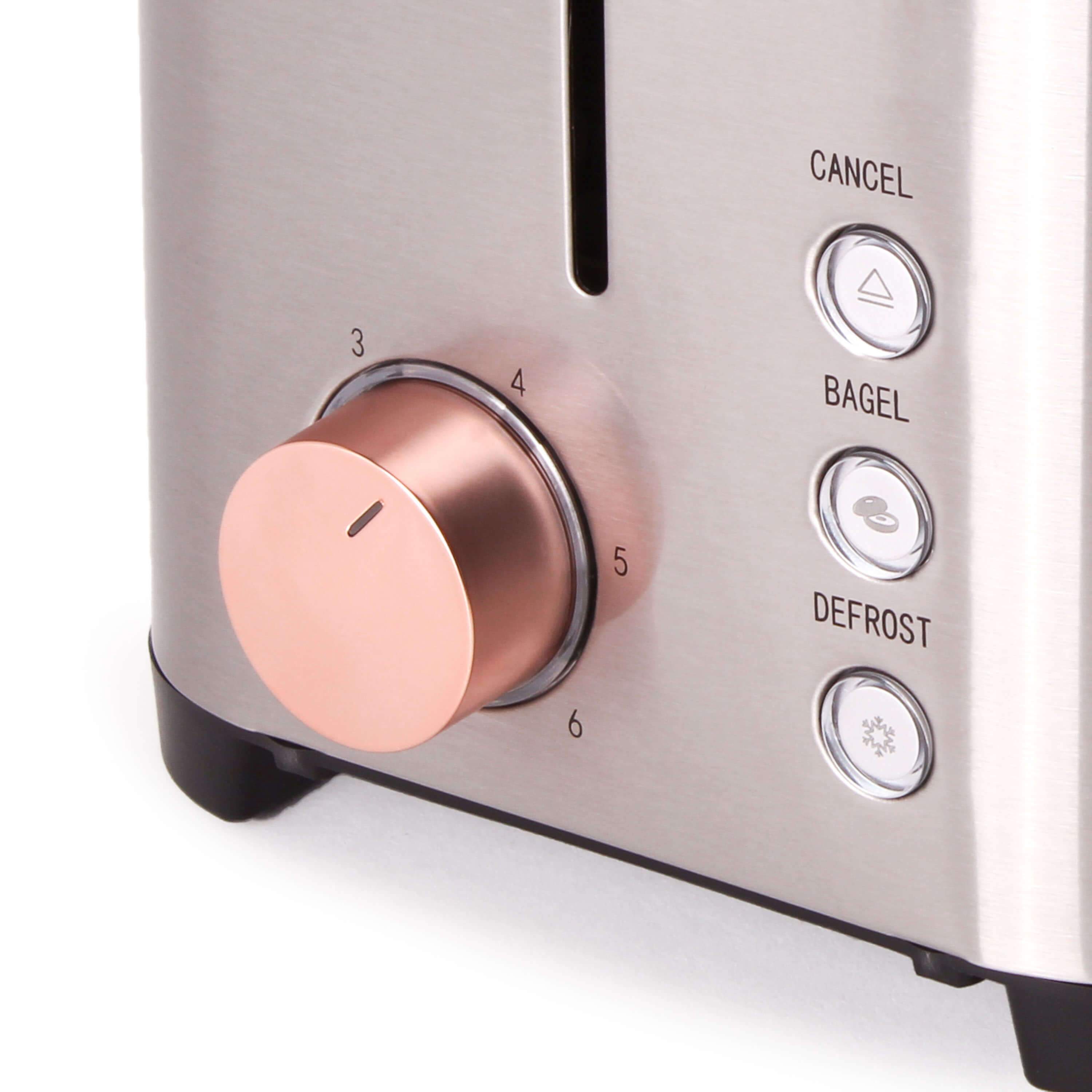 BergHOFF Ouro Gold 2 Slice Stainless Steel Toaster 850W - Compact Countertop Toaster for Perfect Breakfast Toast, Bagels & Pastries - Ideal for Kitchens, Dorms & Small Spaces