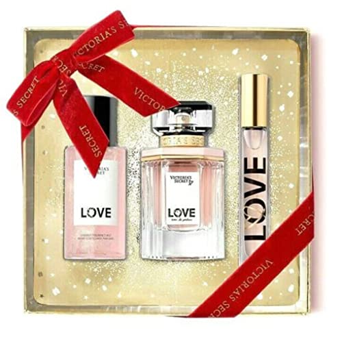 Victoria's Secret Love 3-Piece Perfume Gift Set - Shimmer Fragrance Mist & Rollerball for Women | Perfect for Valentine's Day, Anniversary & Romantic Gifts