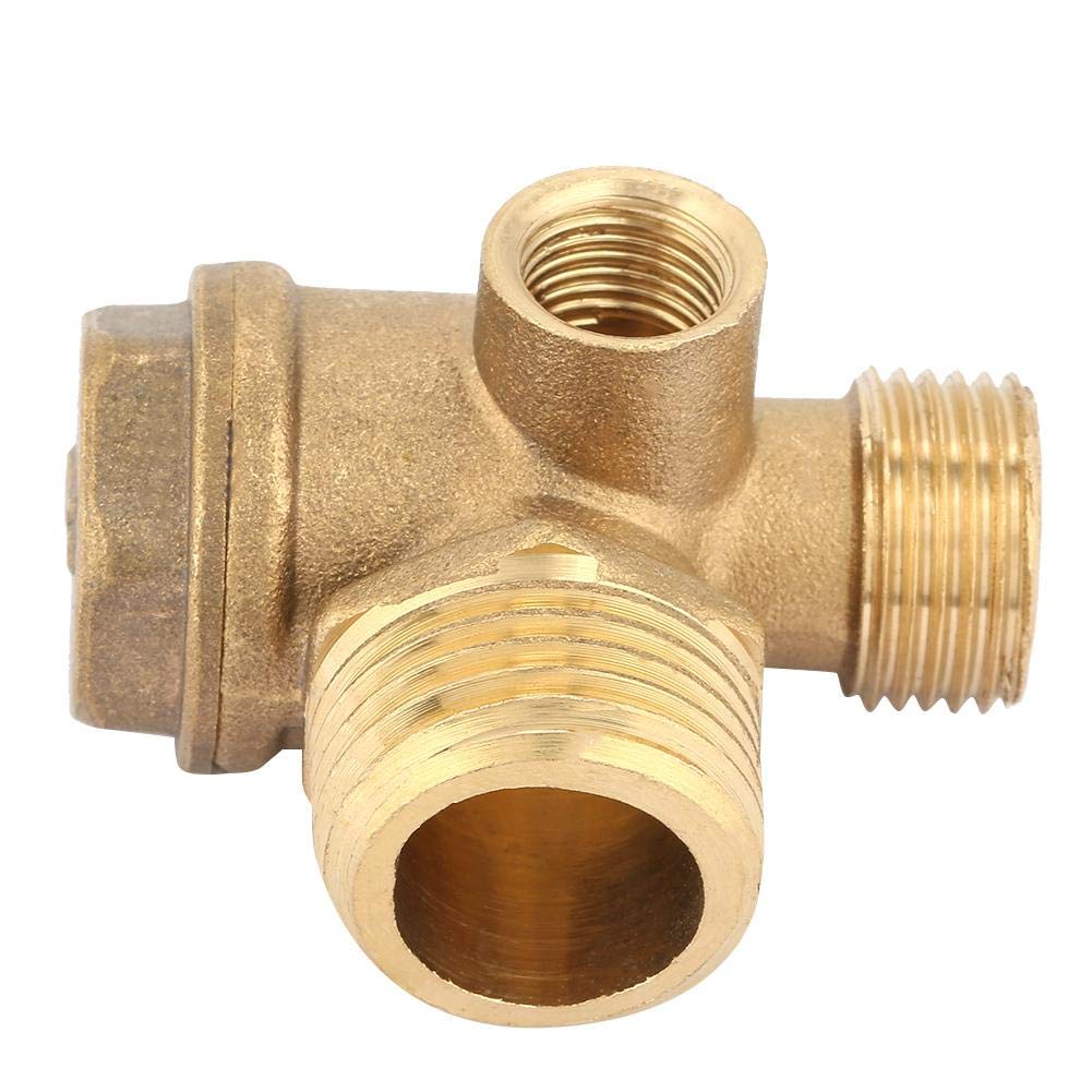 3-Port Brass Air Compressor Check Valve with Male Thread - Heavy Duty Pneumatic Tube Connector for Air Tools, HVAC Systems & Industrial Applications