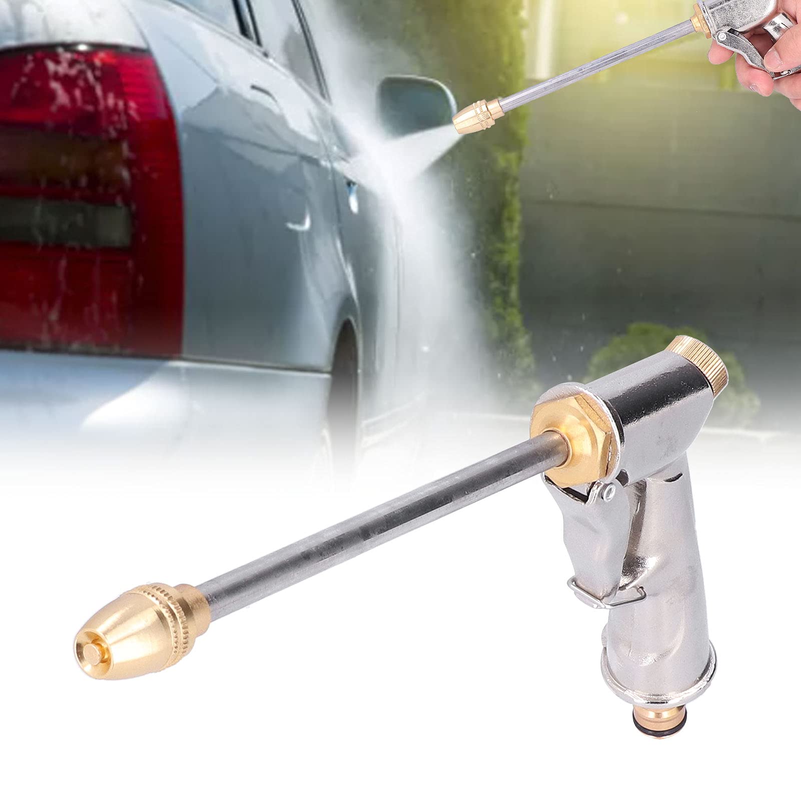 BTIHCEUOT High Pressure Water Sprayer Hose with Ergonomic Lever Handle - 360° Rotating Nozzle, Rustproof Long Nozzle for Garden, Car Washing, and Outdoor Cleaning