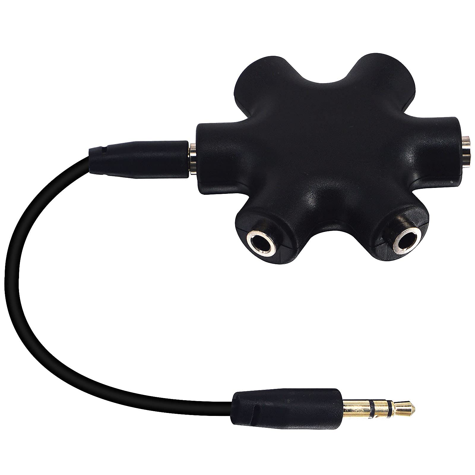 Onelinkmore 5-Way 3.5mm Headphone Splitter - 1 Male to 4 Female Stereo Audio Adapter with Cable for Multiple Headphones - Perfect for Music Sharing, Gaming, Travel & Classroom Use