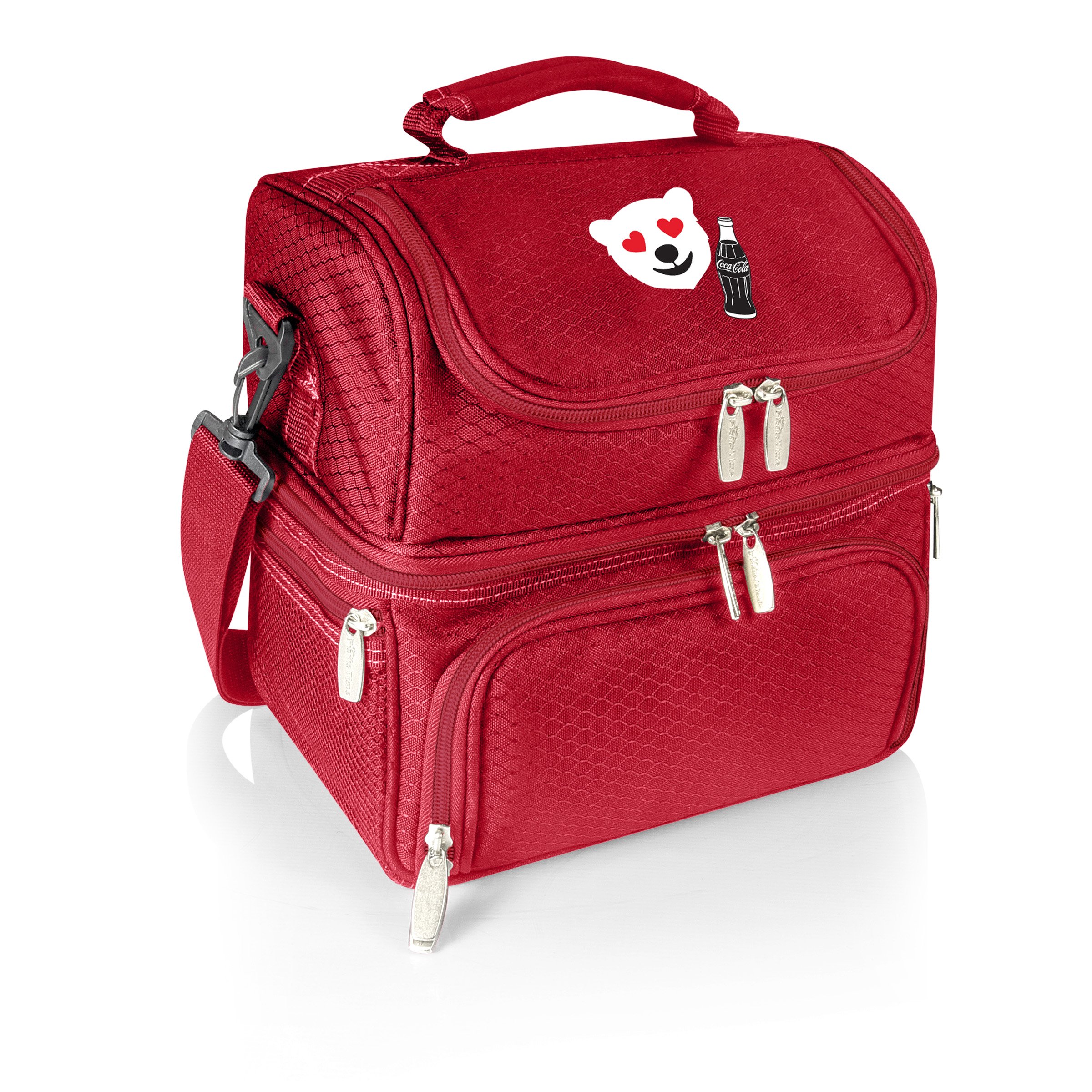**PICNIC TIME Coca-Cola Emoji Insulated Lunch Bag with Utensil Set – Red Cooler Lunch Box for School, Work & Outdoor Picnics**