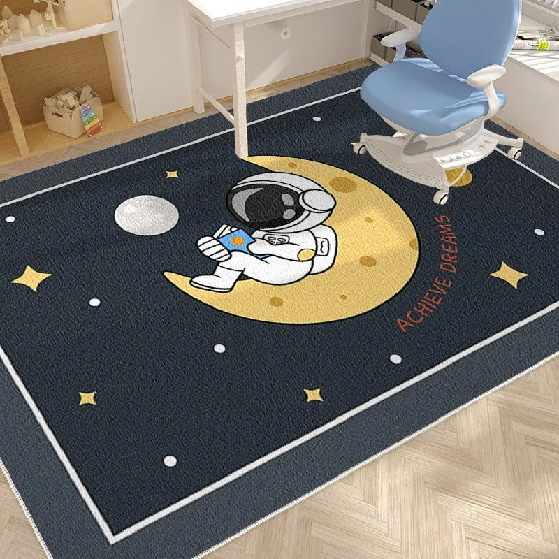 Linda Space Explorer Spillproof Velvet Nursery Rug - Soft Non-Slip Baby Play Mat for Kids Room, Daycare & Nursery Decor - Perfect for Crawling, Playtime & Learning Activities