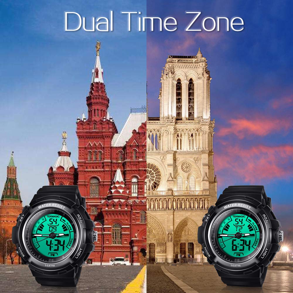 Men's Digital Sports Watch 10 ATM Waterproof Dive Chronograph Timer with Dual Time Alarm Calendar - Perfect for Swimming, Diving, Outdoor Adventures & Gym Workouts
