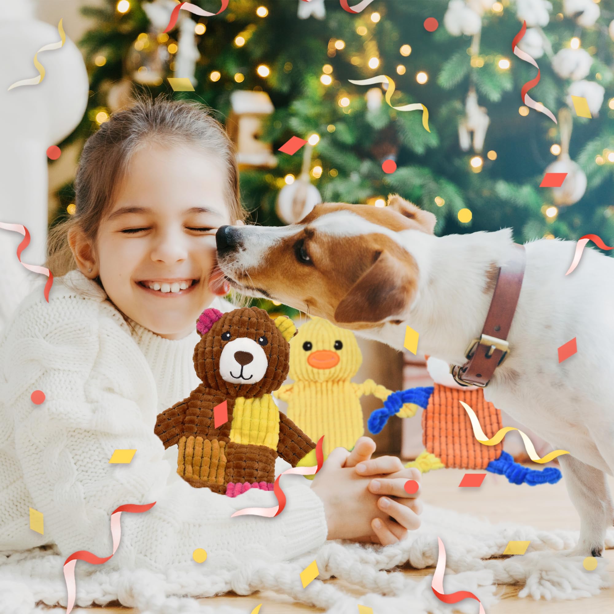 5Pcs Squeaky Crinkle Dog Toys for Large, Medium & Small Dogs - Durable Puppy Chew Toys for Aggressive Chewers - Perfect for Indoor Play, Outdoor Fetch & Training Rewards