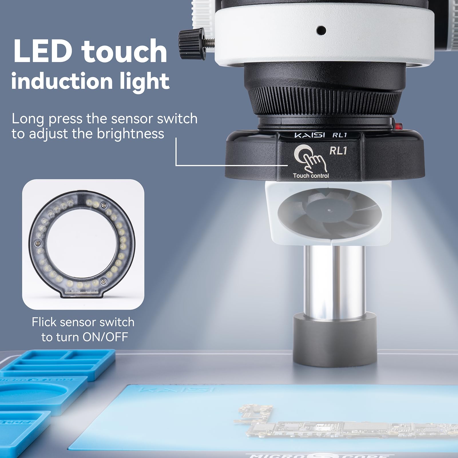 Professional Trinocular Stereo Microscope 7X-50X Magnification with WF10x23 Eyepieces - Ideal for Electronics Repair, Soldering, PCB Inspection & Lab Research