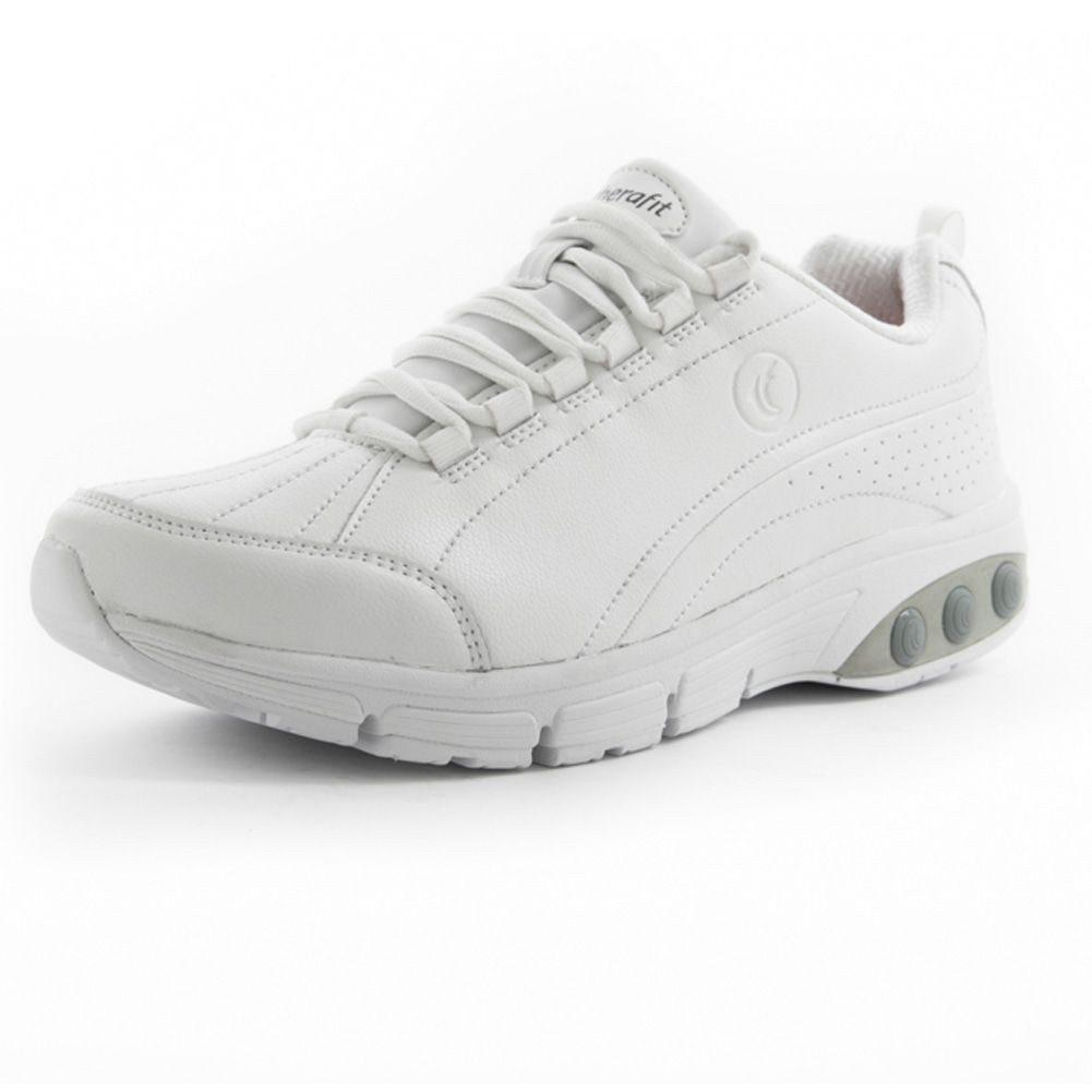 Kathy Women's Slip Resistant Leather Athletic Shoes - Non-Slip Work Shoes for Nurses, Waitresses & Healthcare Professionals - Comfortable Walking & Running Sneakers for Women