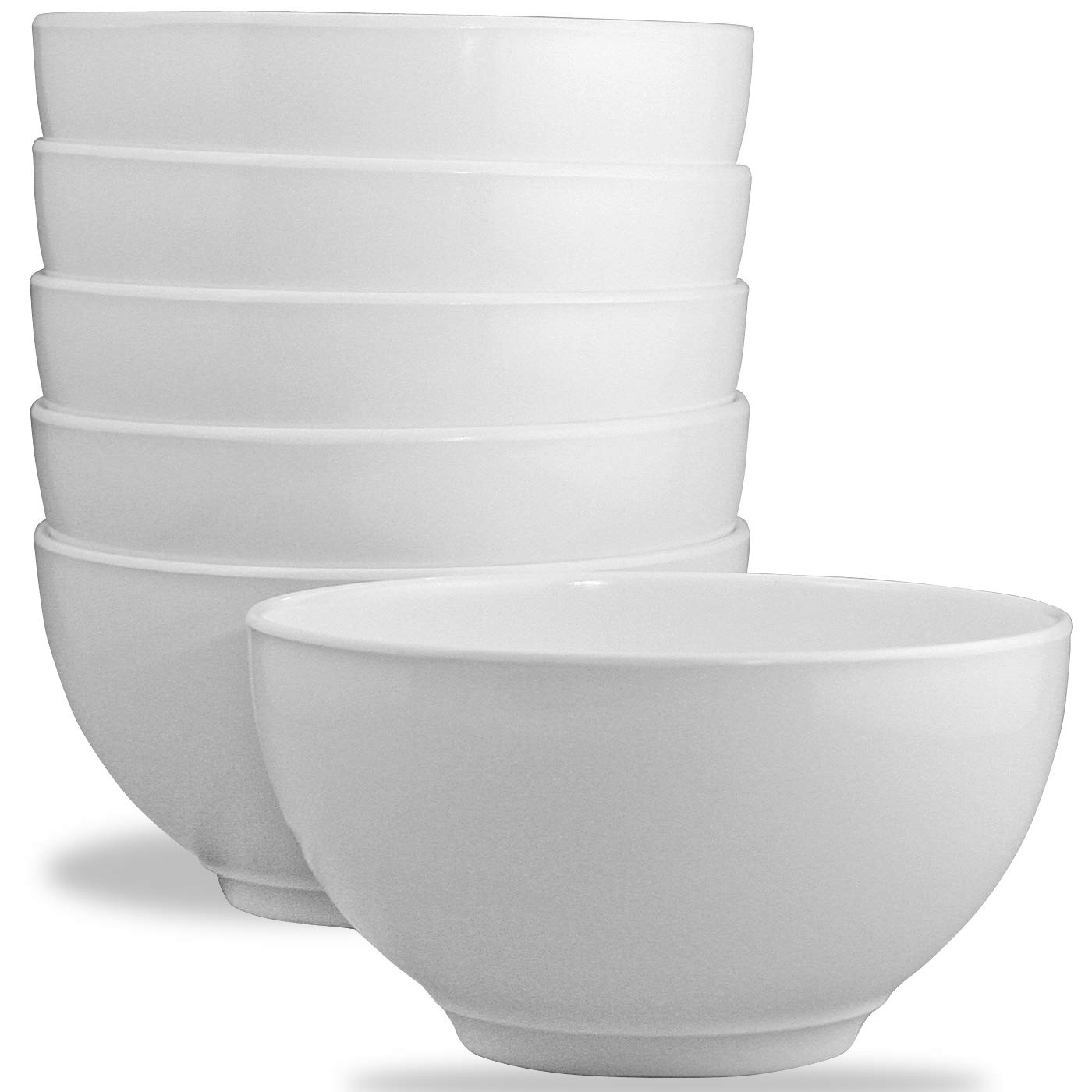 Reston Lloyd Melamine Bowl Set of 6 - White Durable Unbreakable Dishware for Kitchen, Dining, Picnics & Outdoor Entertaining