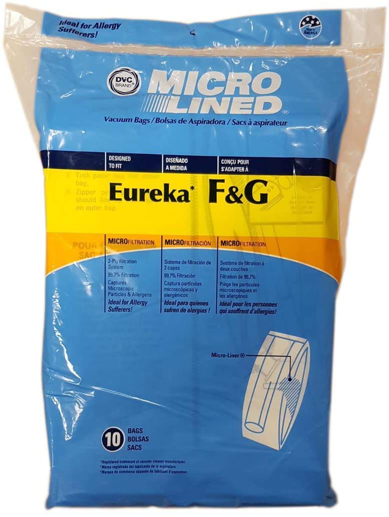 DVC Replacement 456705 Eureka F&G Microlined Paper Vacuum Cleaner Bags - 10 Pack | Made in USA | High Filtration Dust Bags for Eureka Vacuums | Perfect for Allergy Sufferers & Home Cleaning