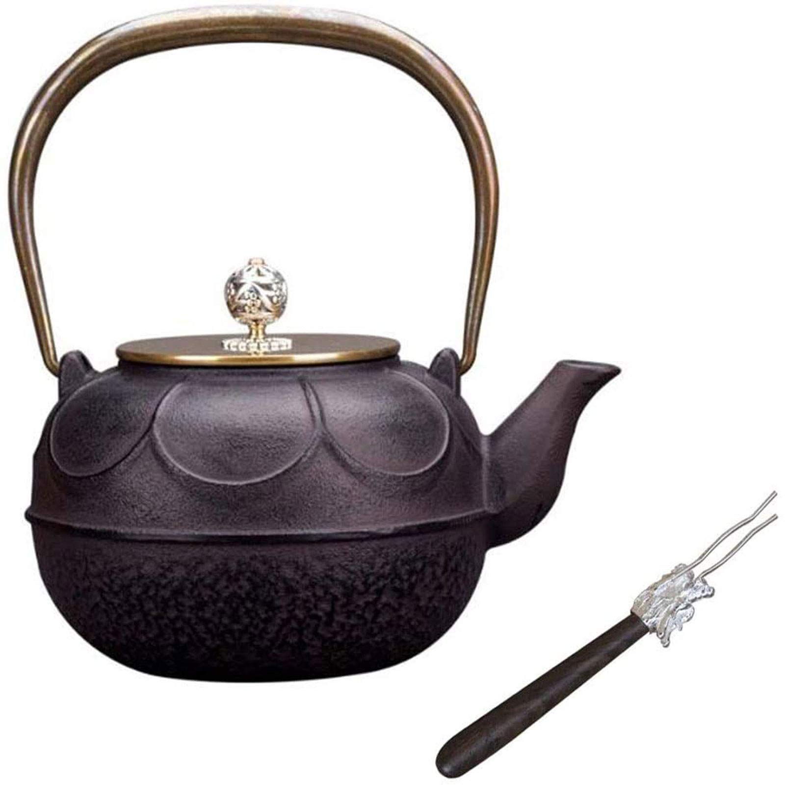 Vintage Cast Iron Tea Kettle with Infuser - 1200ml Heat Resistant Teapot for Home, Office, Restaurant & Party Use - Perfect for Brewing Loose Leaf Tea, Herbal Tea & Matcha