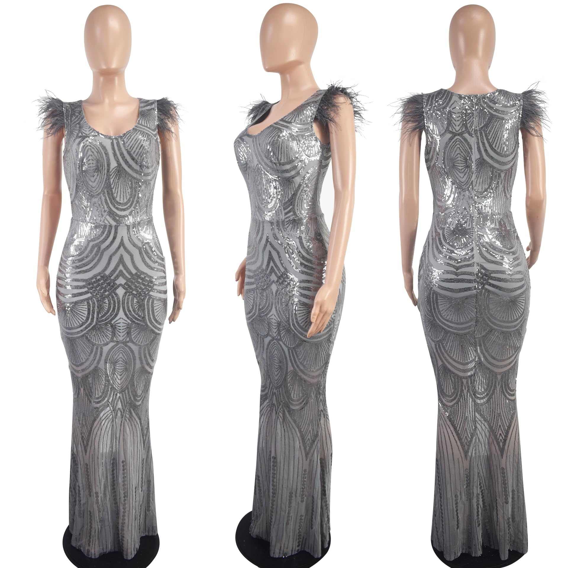 PORRCEY Women's Sexy Elegant Sparkly Sequins Evening Dress for Party Club Night Out - Perfect for Prom, Cocktail Events & Holiday Celebrations